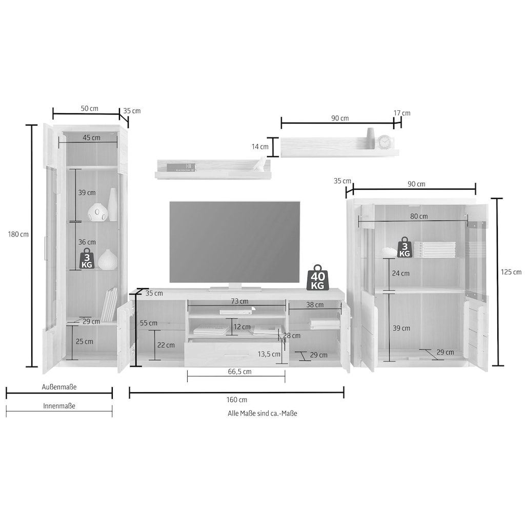 Woltra Wohnwand »Ribe«, (Set, 5 St.)