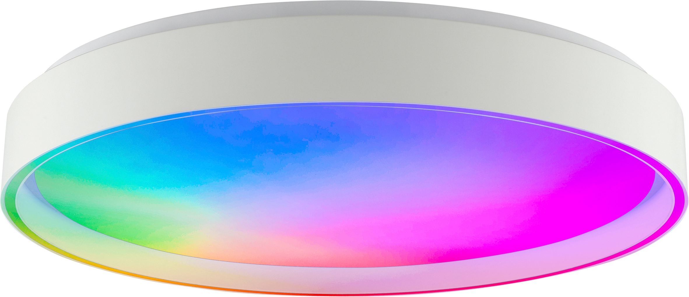 BRILLIANT LED Deckenleuchte "Coralia", 1, Ø 49cm H: 8cm, 1 Stk.weiß, Wohnzimmer, Leuchten, Ø 49 cm, Intense RGB, 4400 lm, CCT 3000-6500 K, dimmbar,