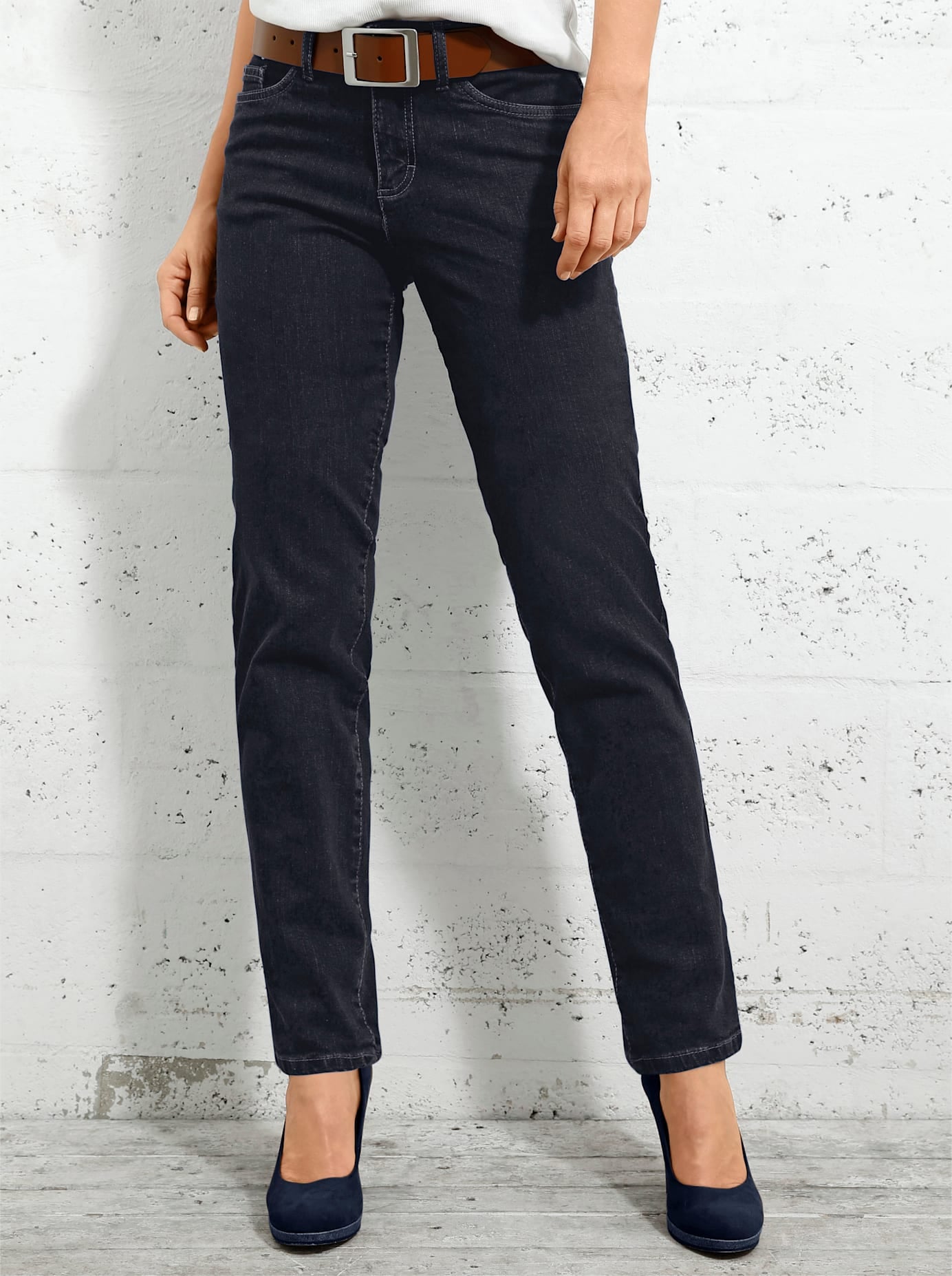 5-Pocket-Jeans INSPIRATIONEN, Damen, Gr. 42, Normalgrößen, schwarz, 98% Baumwolle, 2% Elasthan, unifarben, lang, Jeans 5-Pocket-Jeans, Topseller