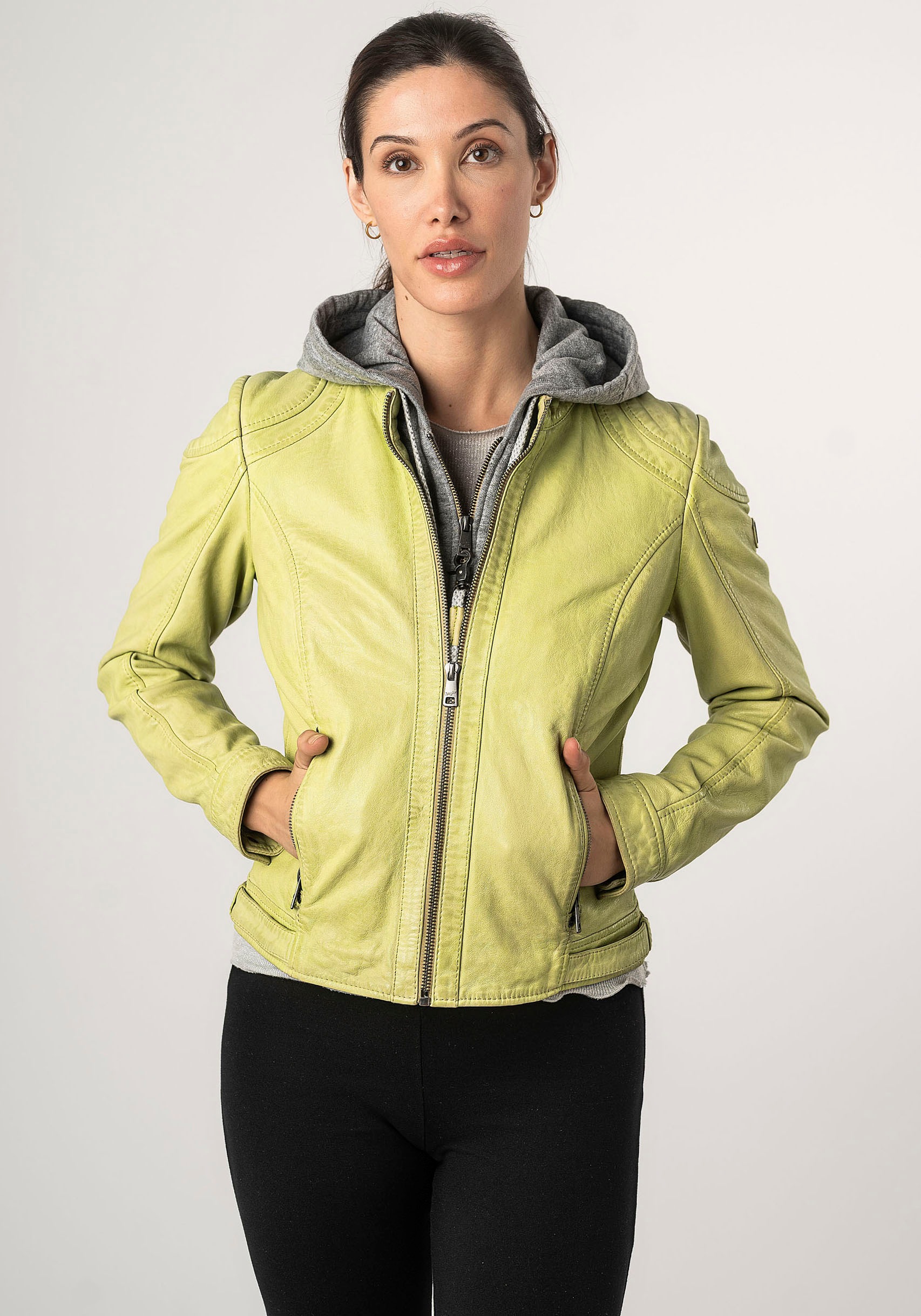 Mauritius Lederjacke "MWAdila", mit Kapuze, mit Stehkragen, Kapuze, betonte günstig online kaufen