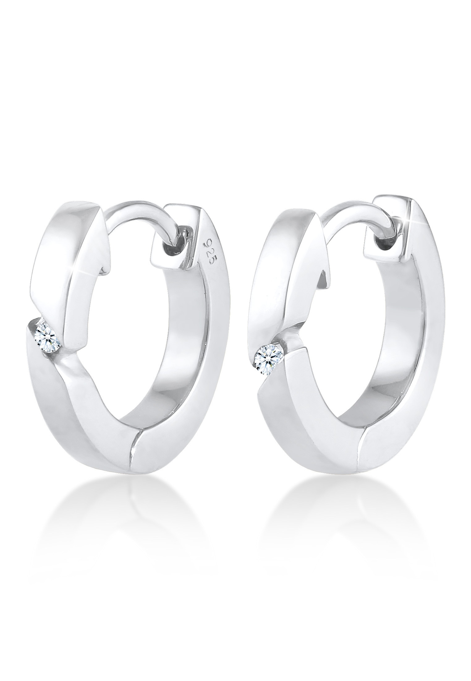 Elli DIAMONDS Paar Creolen »Ohrringe Creolen Basic Diamant (0.03 ct.) 925 Silber«