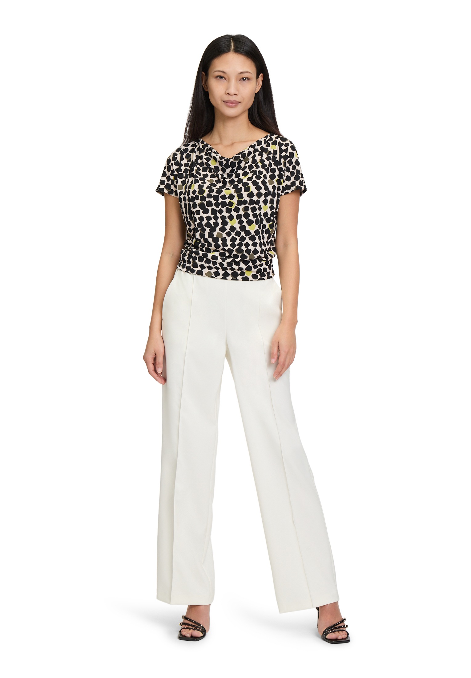 Betty Barclay Kurzarmshirt »Betty Barclay Printshirt mit Wasserfallausschnitt«, (1 tlg.), Material