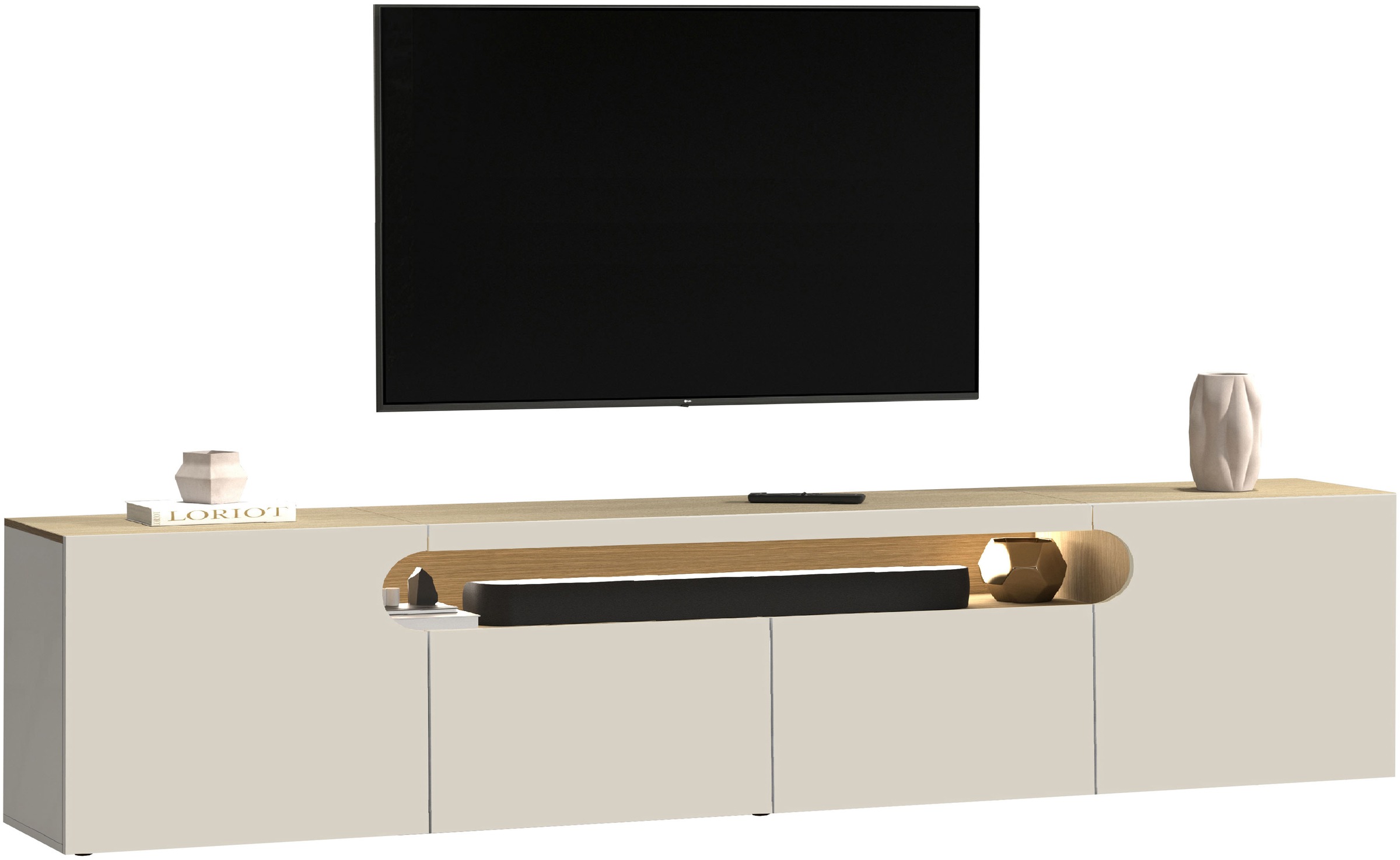 Home affaire Lowboard "REAL TV-Möbel, 240 cm breit, 40/60 cm hoch, Hochglan günstig online kaufen