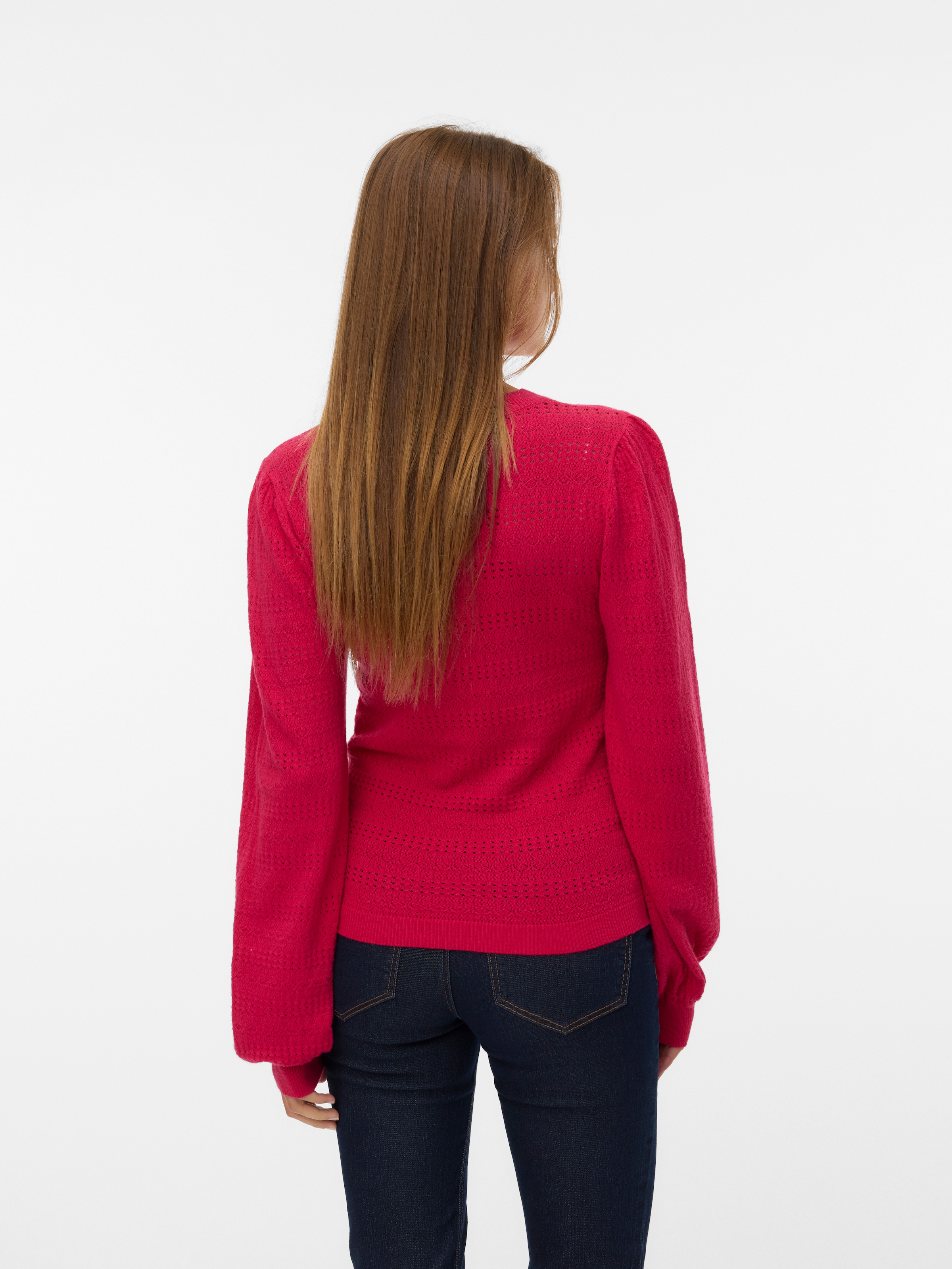 Vero Moda Strickpullover "VMLIMONE LS O-NECK PULLOVER BOO" mit Lochmuster günstig online kaufen