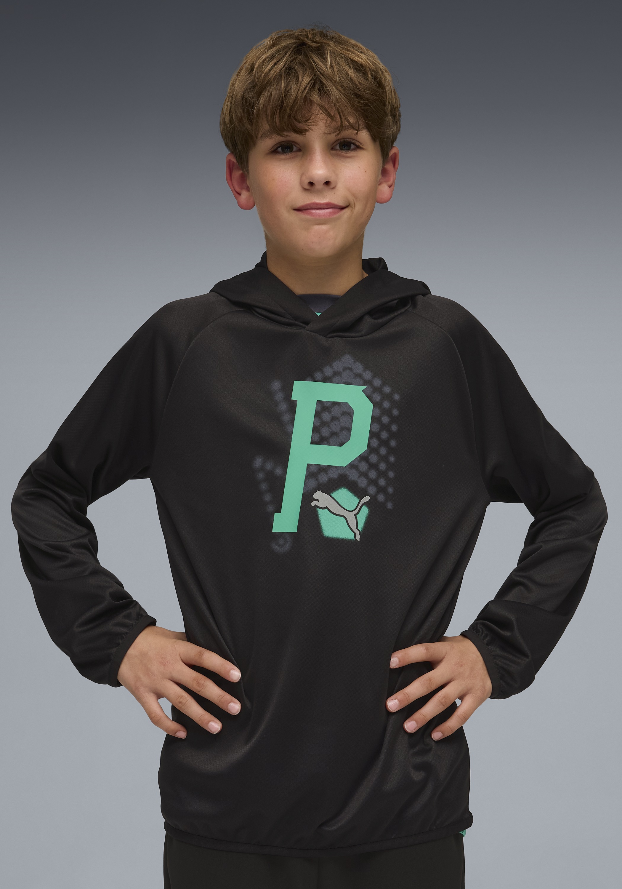 PUMA Kapuzensweatshirt "ACTIVE SPORTS LIGHTWEIGHT POLY HOODIE B", Regular Fit, für Jugendliche, mit Kapuze, mit Print-Applikation