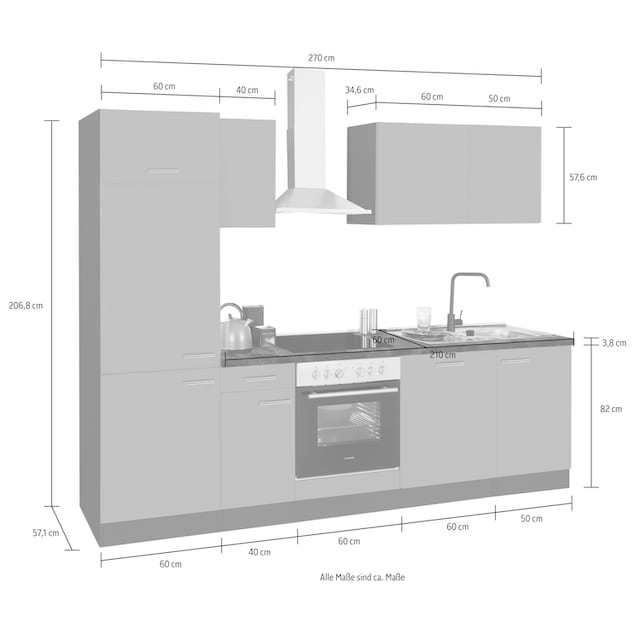 OPTIFIT Küchenzeile »Malika«, Breite 270 cm, mit Hanseatic-E-Geräten kaufen  | BAUR