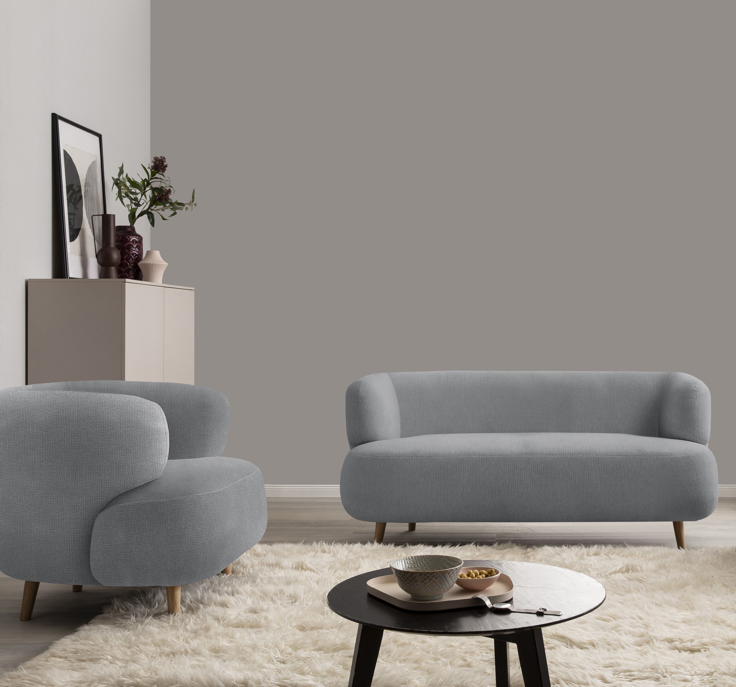 Home affaire Polstergarnitur "Tistam" 2-teilig, 2-Sitzer und Sessel, runde, günstig online kaufen