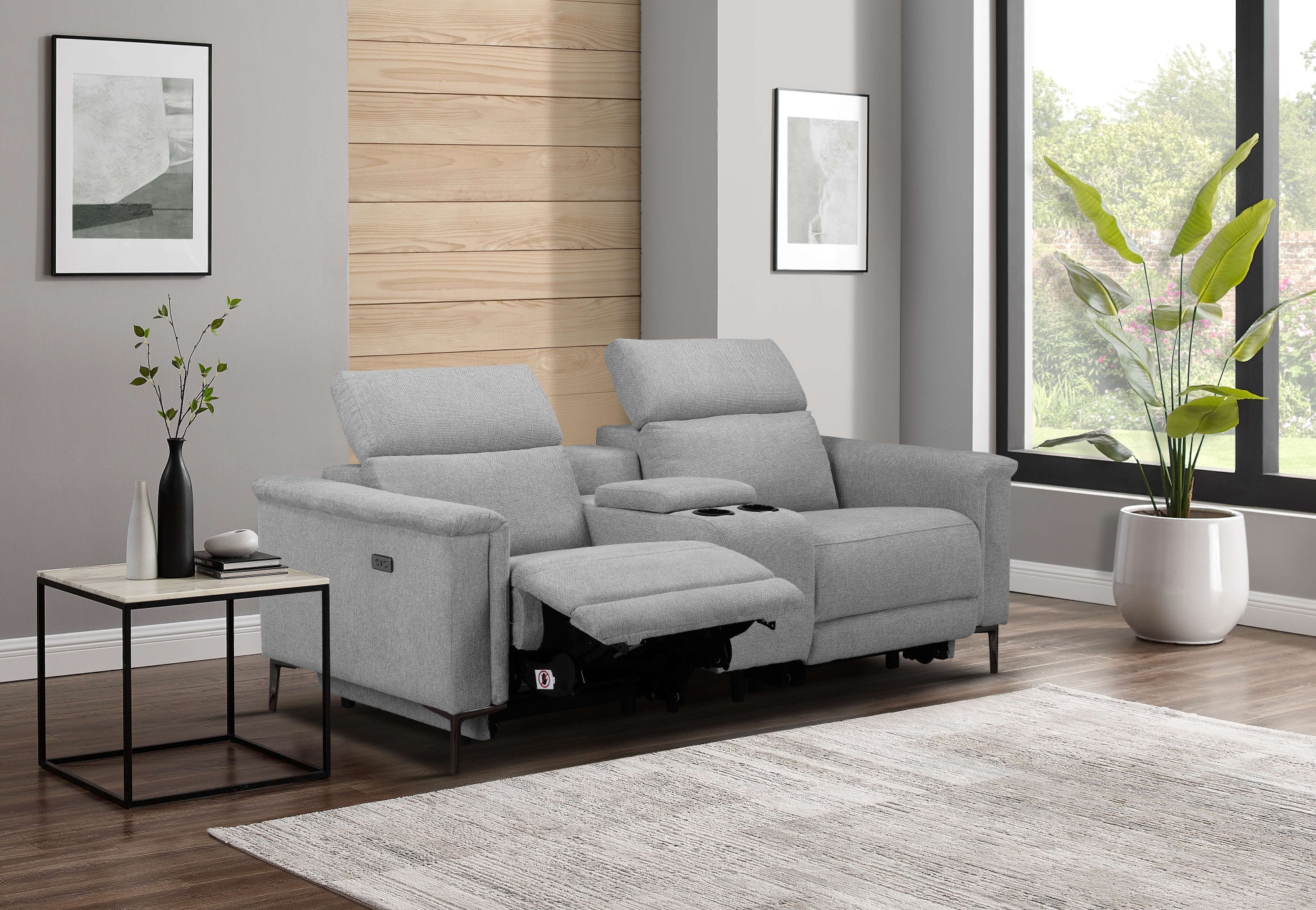 OTTO home 2-Sitzer "LUND, Struktur, Kinosofa, Relaxfunktion, TV-Sessel, man./elektrisch" Kopfteilverstellung, Getränkefachhalter, Staufach, wahlweise USB A/C