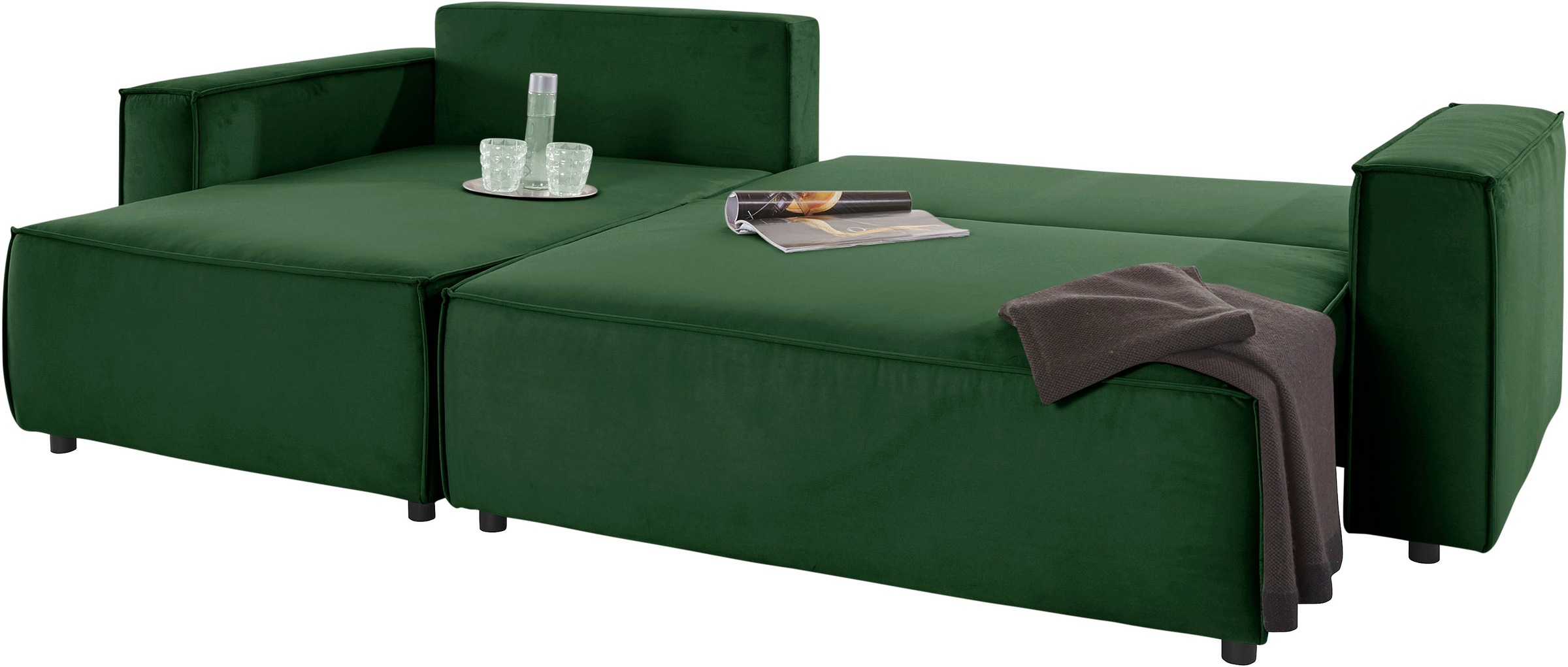 INOSIGN Ecksofa »Marva L-Form«, incl. Bettfunktion und Bettkasten, Federkern