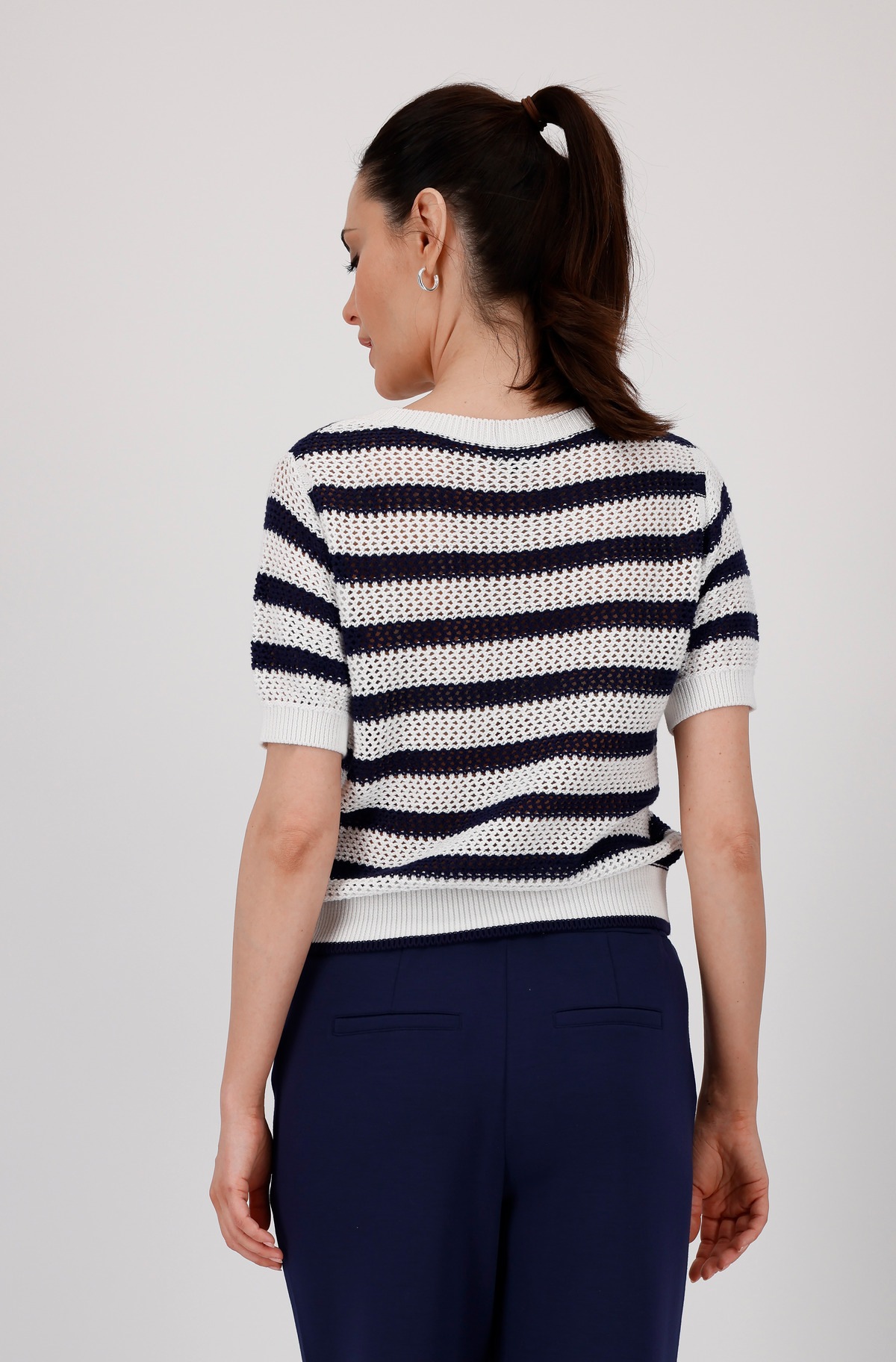 Monari Strickpullover "Pullover Ajour Ringel", Mit Rundhalsausschnitt günstig online kaufen