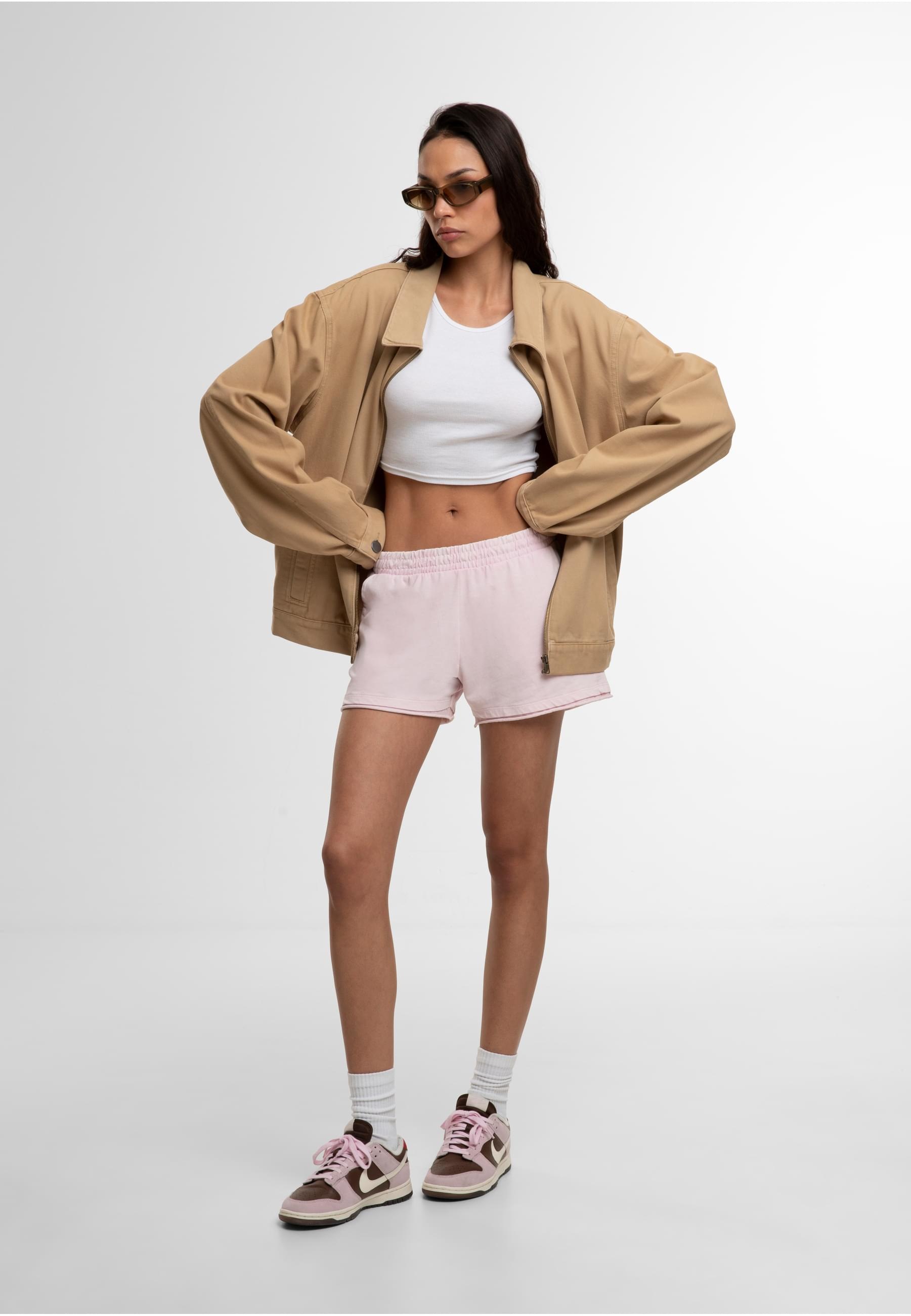 URBAN CLASSICS Sweatshorts »Urban Classics Ladies Washed Jersey Shorts«, (1 tlg.)