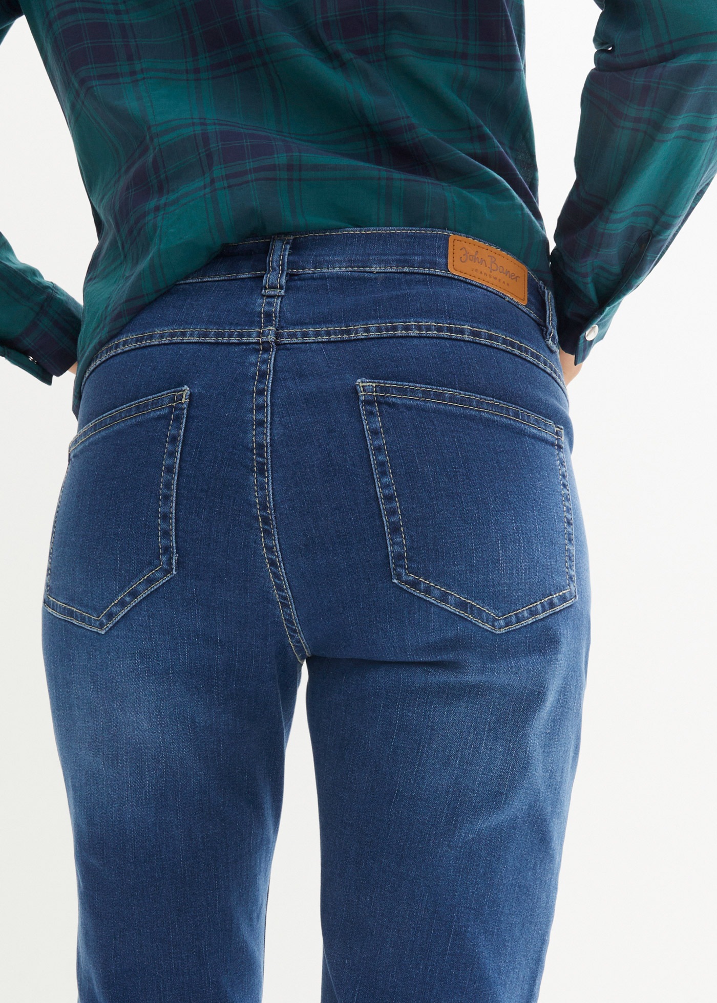 7/8-Jeans BONPRIX, Damen, Gr. 42, N-Gr, blau (blau used), Denim/Jeans, Obermaterial: 95% Baumwolle, 4% Polyester, 1% Elasthan, unifarben, slim fit 7/8-Länge, Jeans, Slim fit Passform, schmale Beinform, 7/8-Länge 3