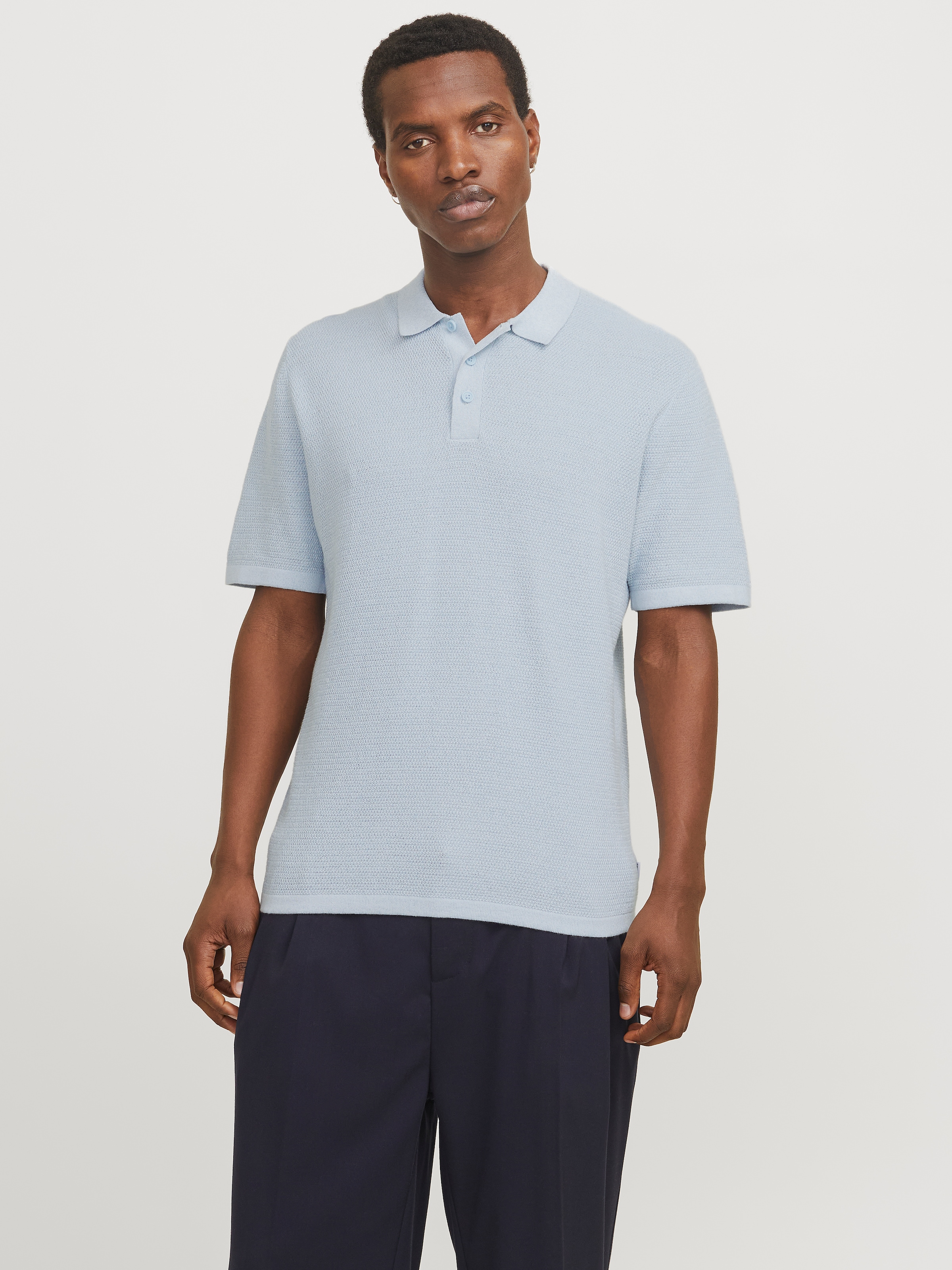 Jack & Jones Kurzarmpullover "JJEGEORGE KNIT POLO SS SN", mit Polo Kragen