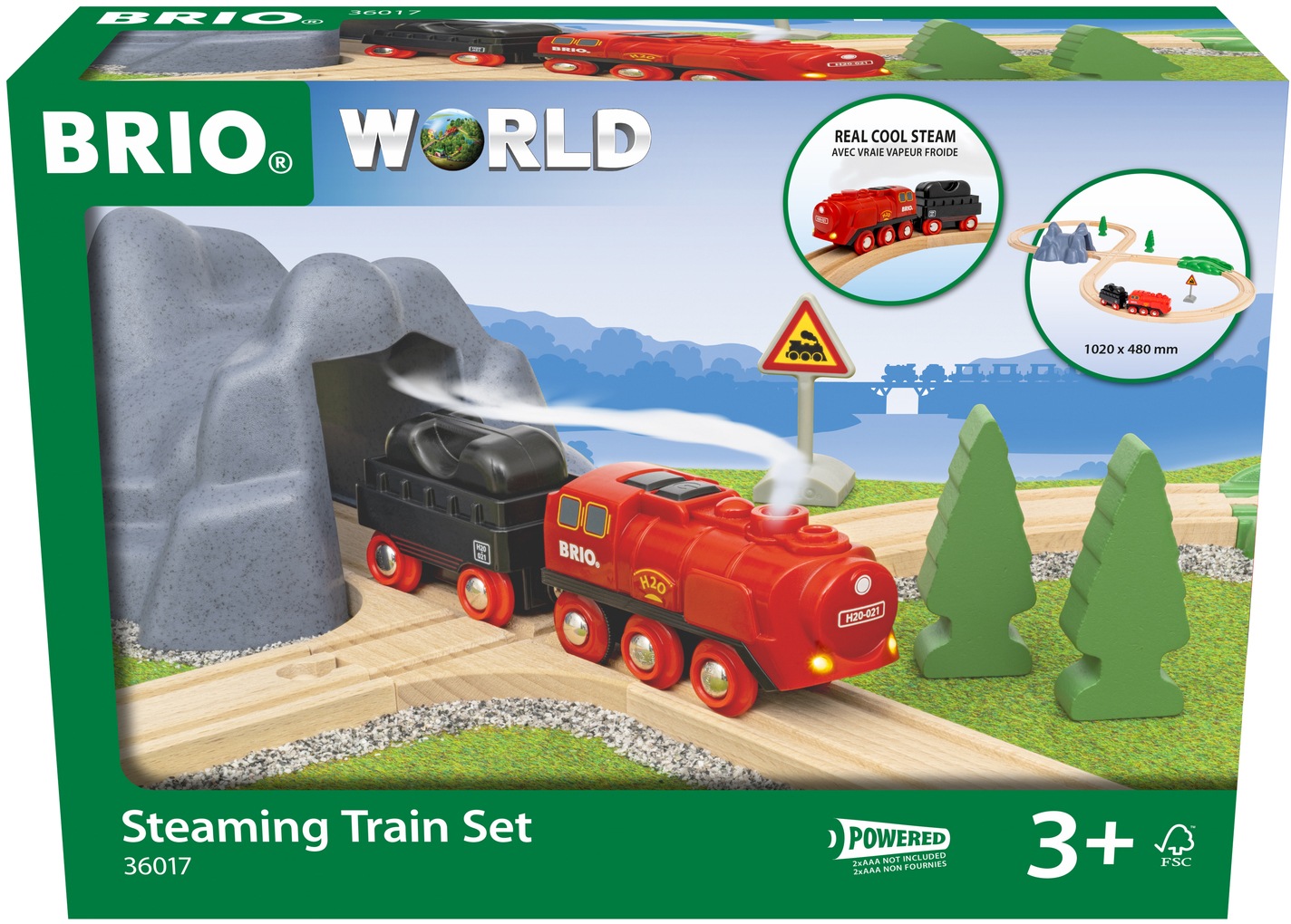 Spielzeug-Eisenbahn »BRIO® WORLD, Batterie-Dampflok Set«, FSC®- schützt Wald - weltweit