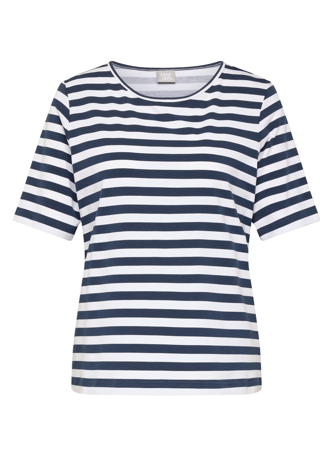 Rabe Rundhalsshirt im Streifen-Look, Halbarm