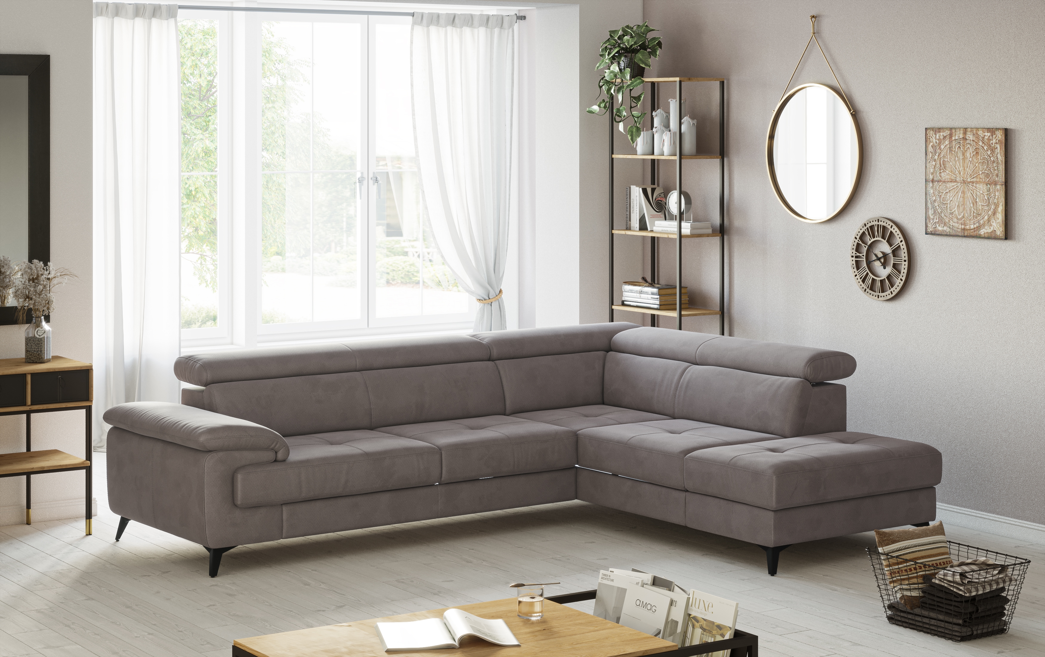 OTTO home Ecksofa "Astra L-Form, B: 286 cm" mit Kopfteilverstellung, optional Schlaffunktion & Bettkasten