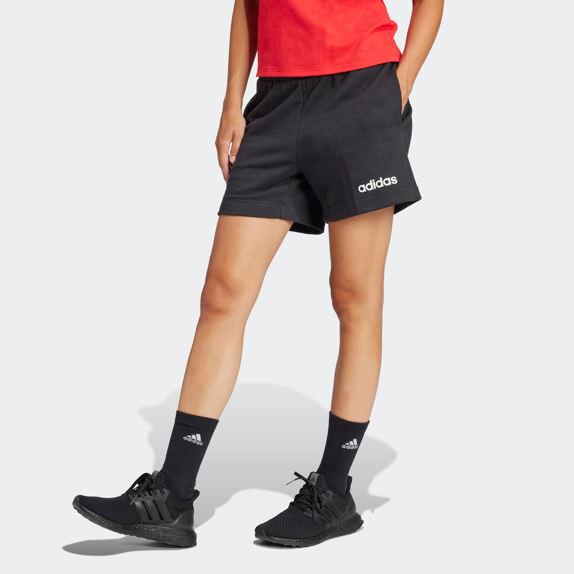 adidas Sportswear Shorts »W LIN FT SHO«, (1 tlg.), Mitelhoher Bund mit Kordelzug, aus weichem French Terry