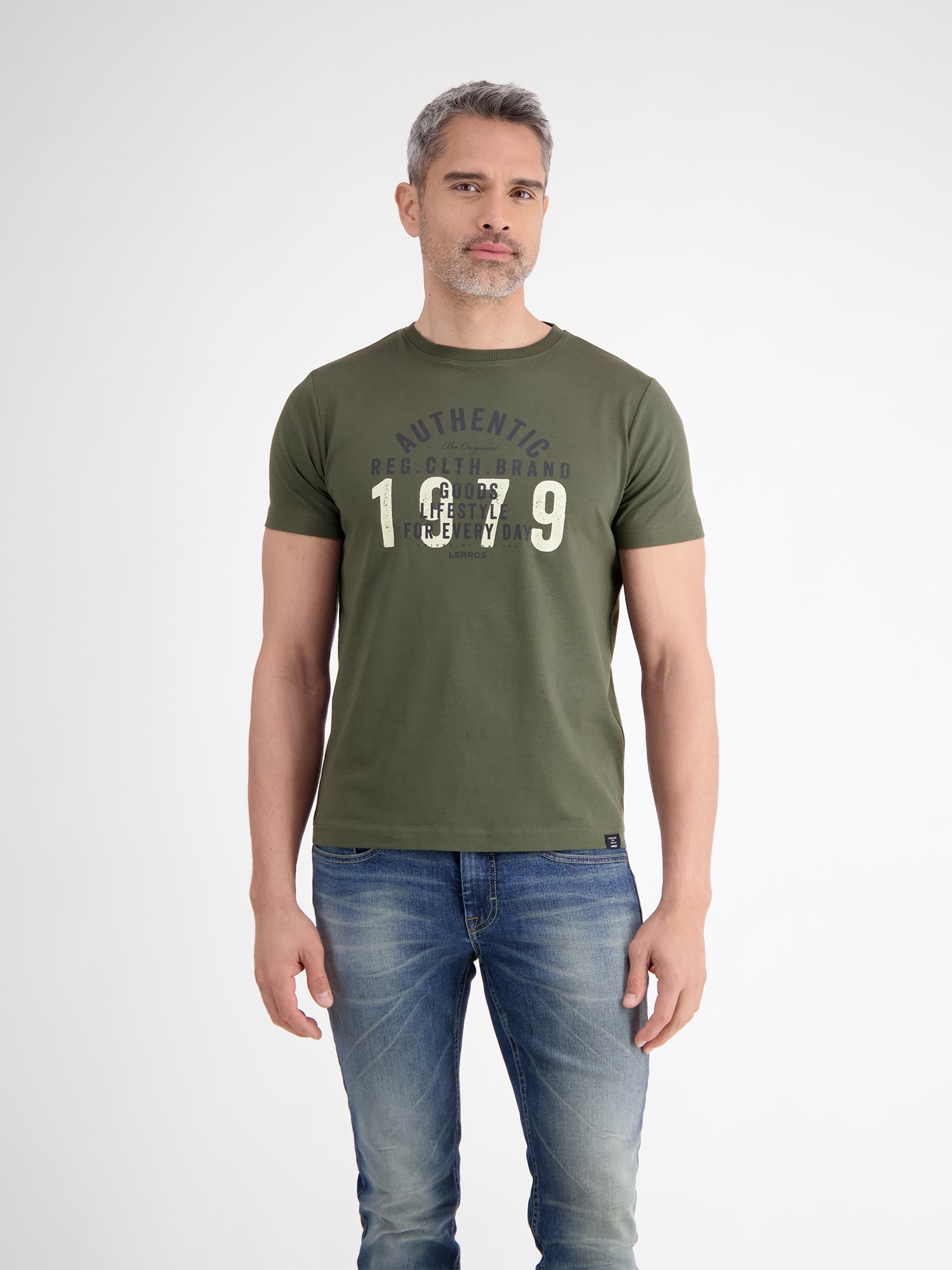LERROS T-Shirt "LERROS Unifarbenes T-Shirt mit Print" günstig online kaufen