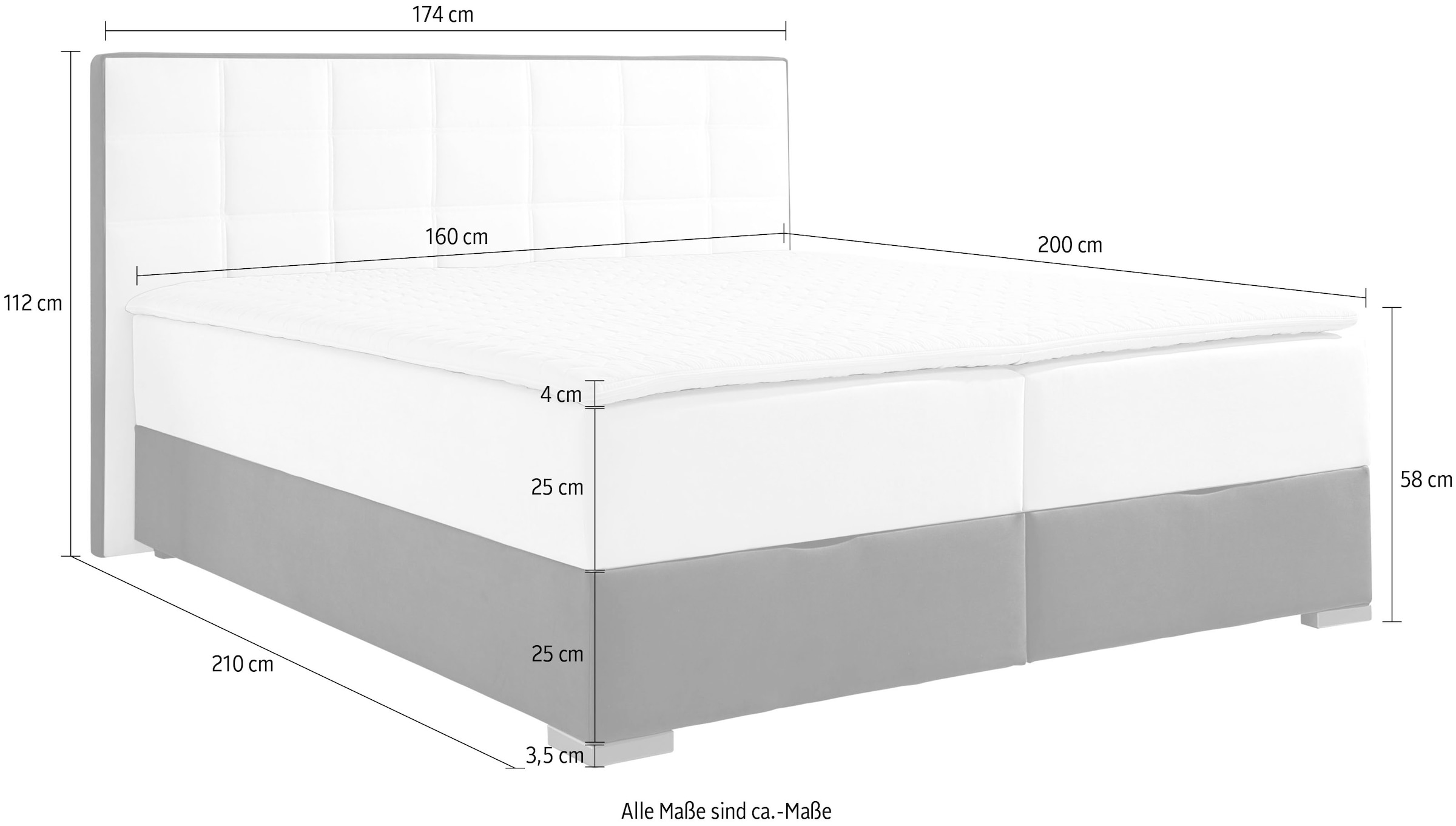 Maintal Boxspringbett, mit Bettkasten und Topper