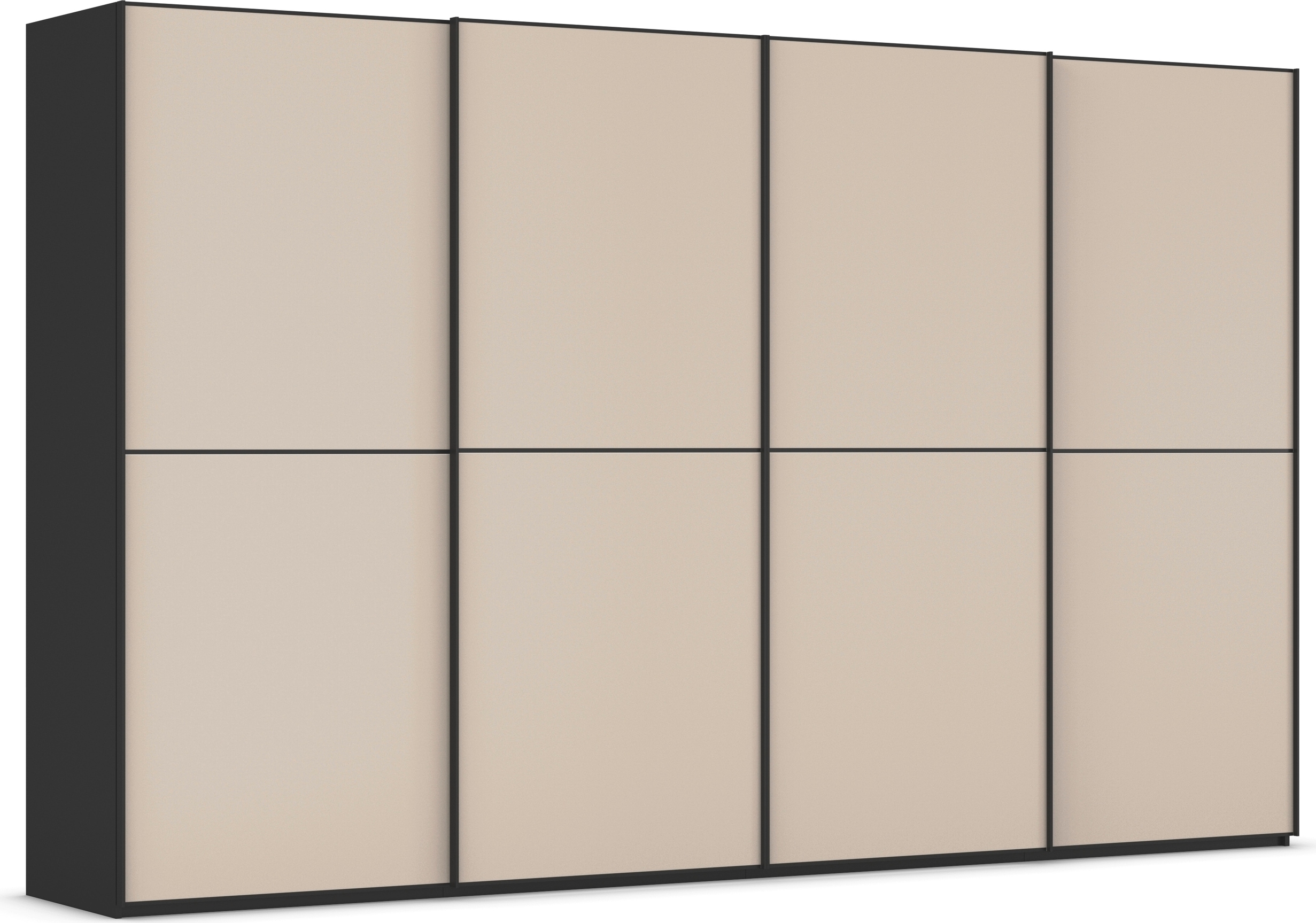 rauch Schwebetürenschrank "Kleiderschrank Schrank Garderobe Schlafzimmerschrank SCALE-DUO" edle zweigeteilte Türen Glas-Front mit 3 Zierleisten MADE IN GERMANY