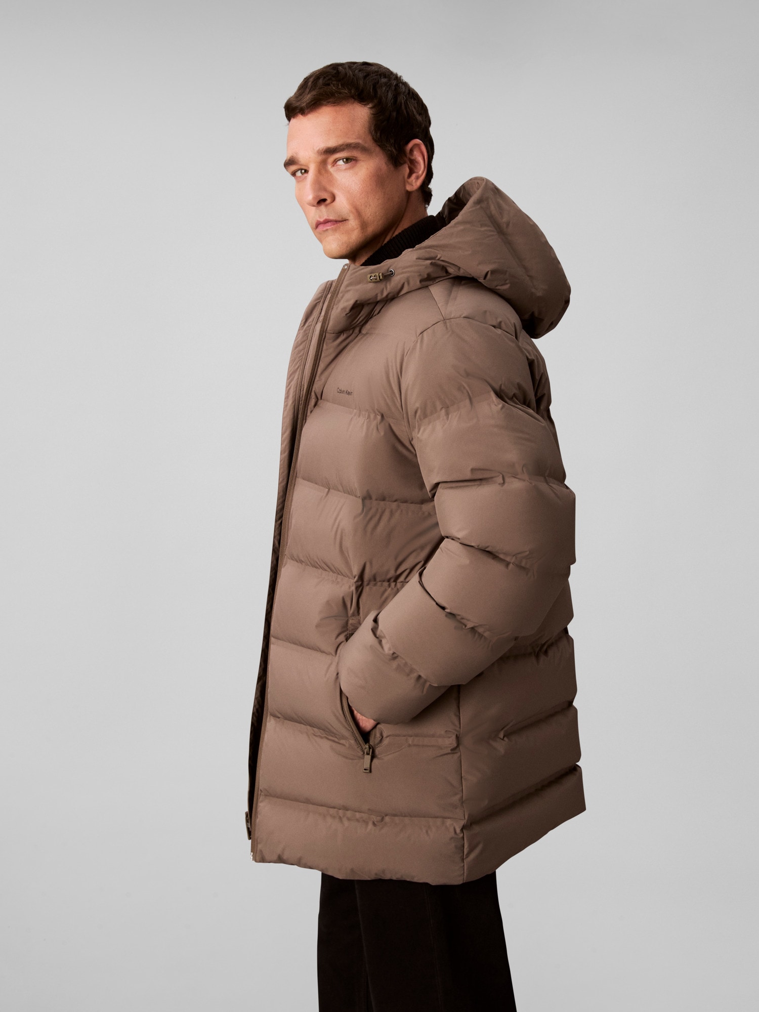Calvin Klein Steppmantel »LS BONDED CHNNLD LONG HOODED PUF« Mit Rundhalsausschnitt, regular fit