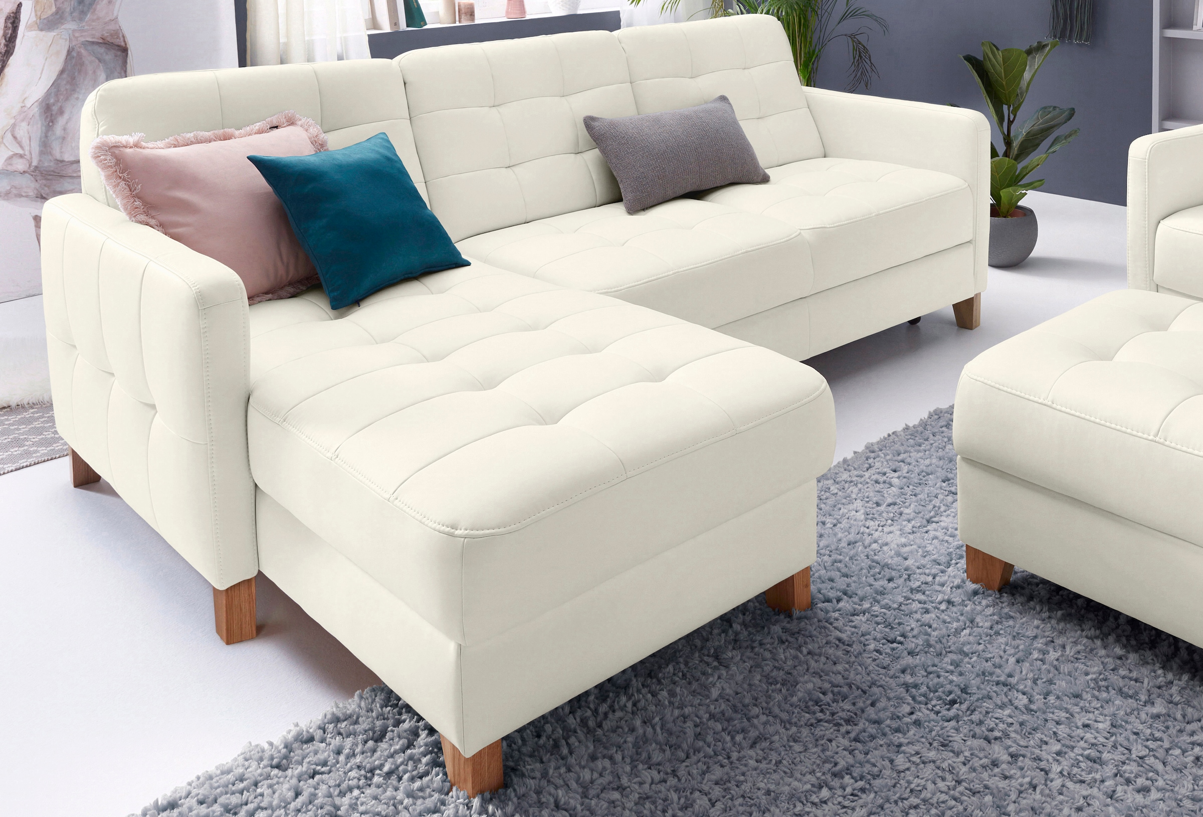 exxpo - sofa fashion Ecksofa »Elio, kompakt und komfortabel, bequem und zeitloses Design, L-Form«, wahlweise mit Bettfunktion