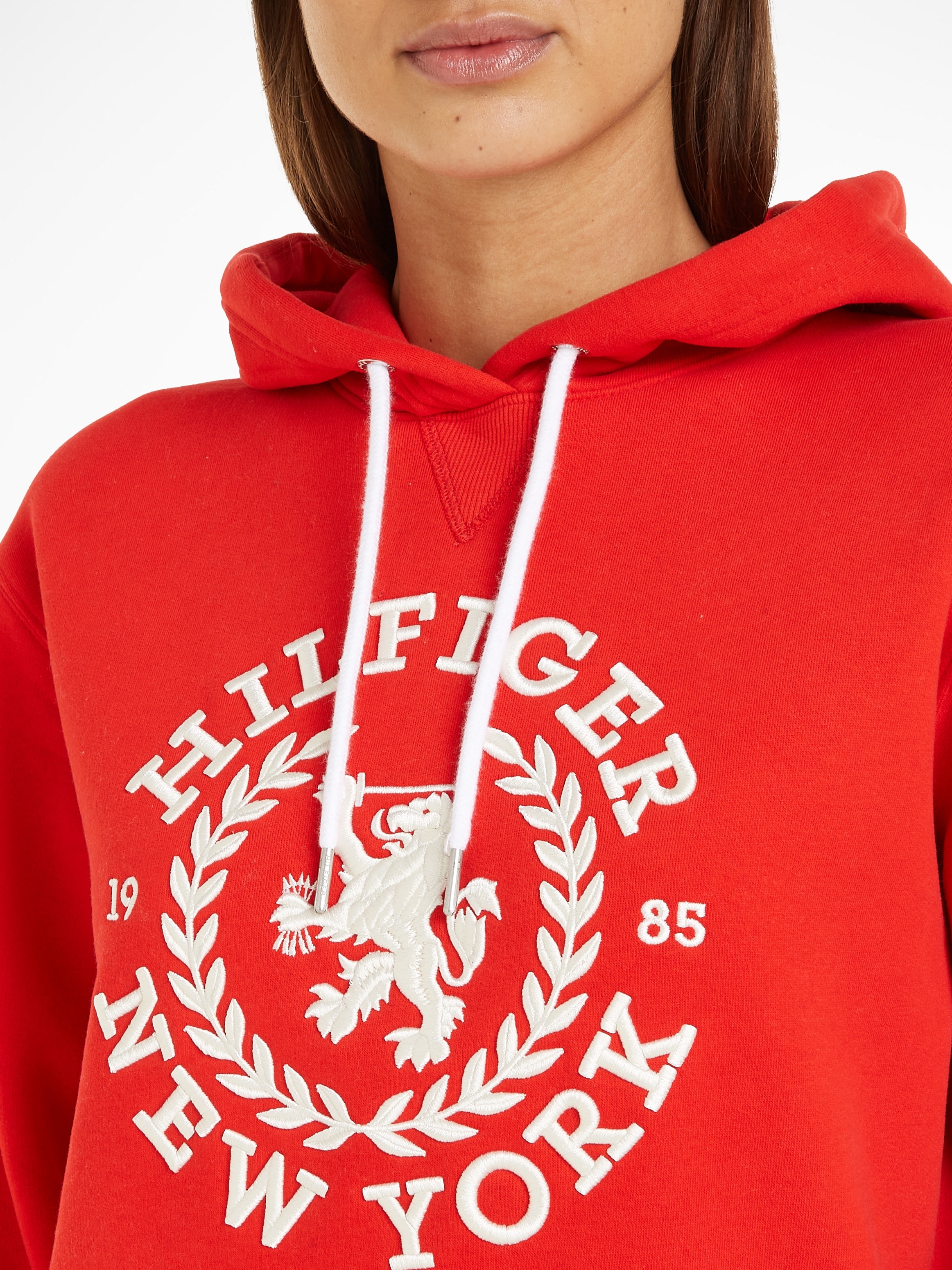 Tommy Hilfiger Kapuzensweatshirt »REG CREST HOODIE«, mit gesticktem Logoschriftzug