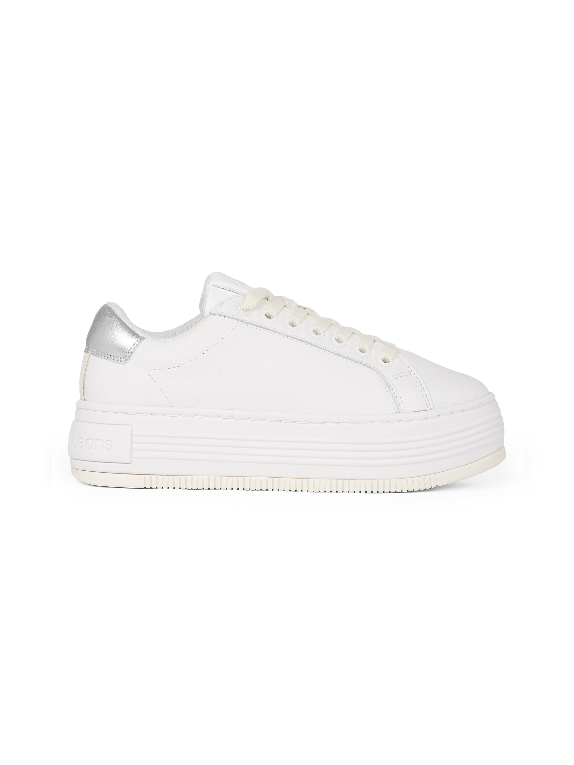 Calvin Klein Jeans Plateausneaker »BOLD FLATF LOW MIX OHB«, Schnürschuh, Halbschuh, Freizeitschuh mit Fersen-Kontrast