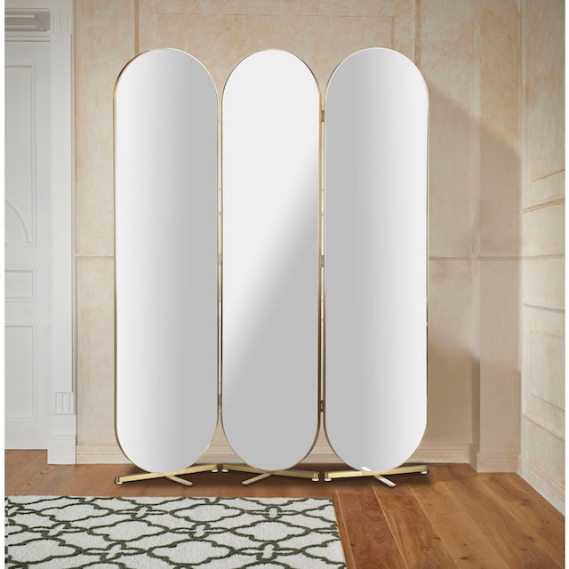 Guido Maria Kretschmer Home&Living Raumteiler, ovale Spiegelflächen,  Rückseite mit Samtvelours Bezug, Breite 138,5 cm | BAUR