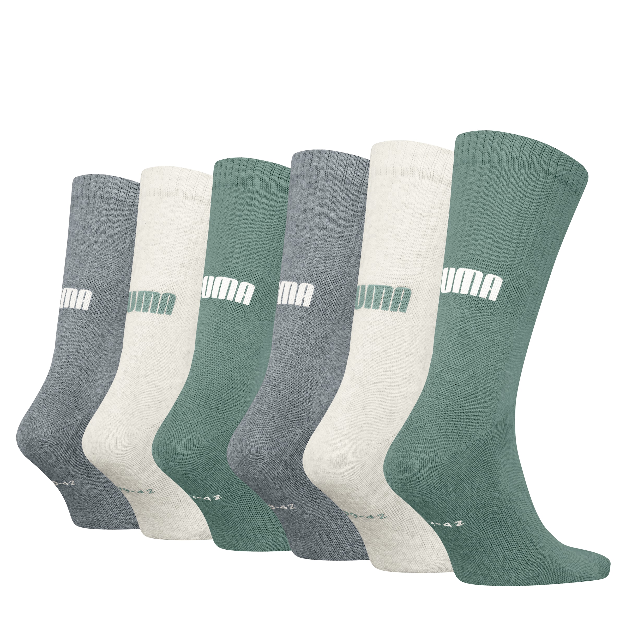 PUMA Socken »PUMA UNISEX CUSHIONED NEXT CREW 6P ECOM«, (6 Paar), mit Logoschriftzug an der Rückseite