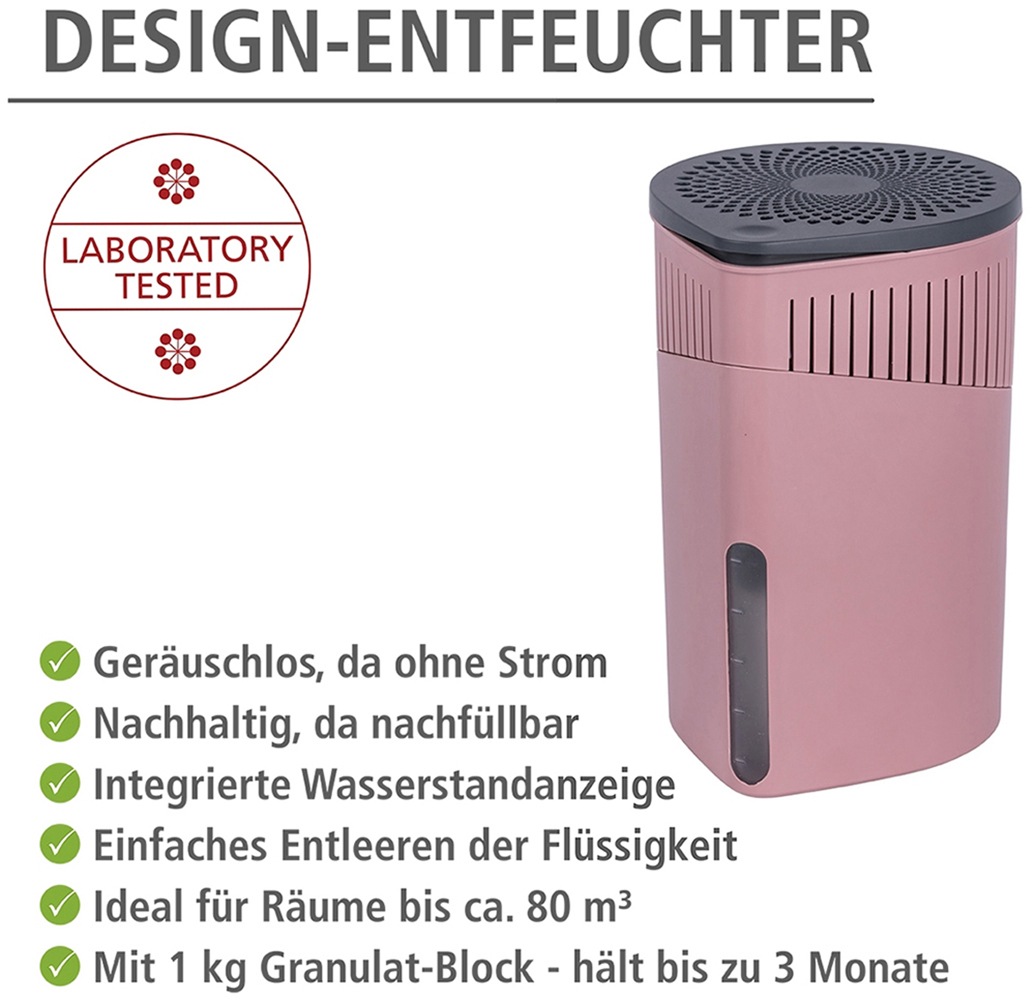 WENKO Luftentfeuchter »Modell Drop«, für 80 m³ Räume, Tank 1,6 l, mit 2 x 1000 g Entfeuchter-Blöcken