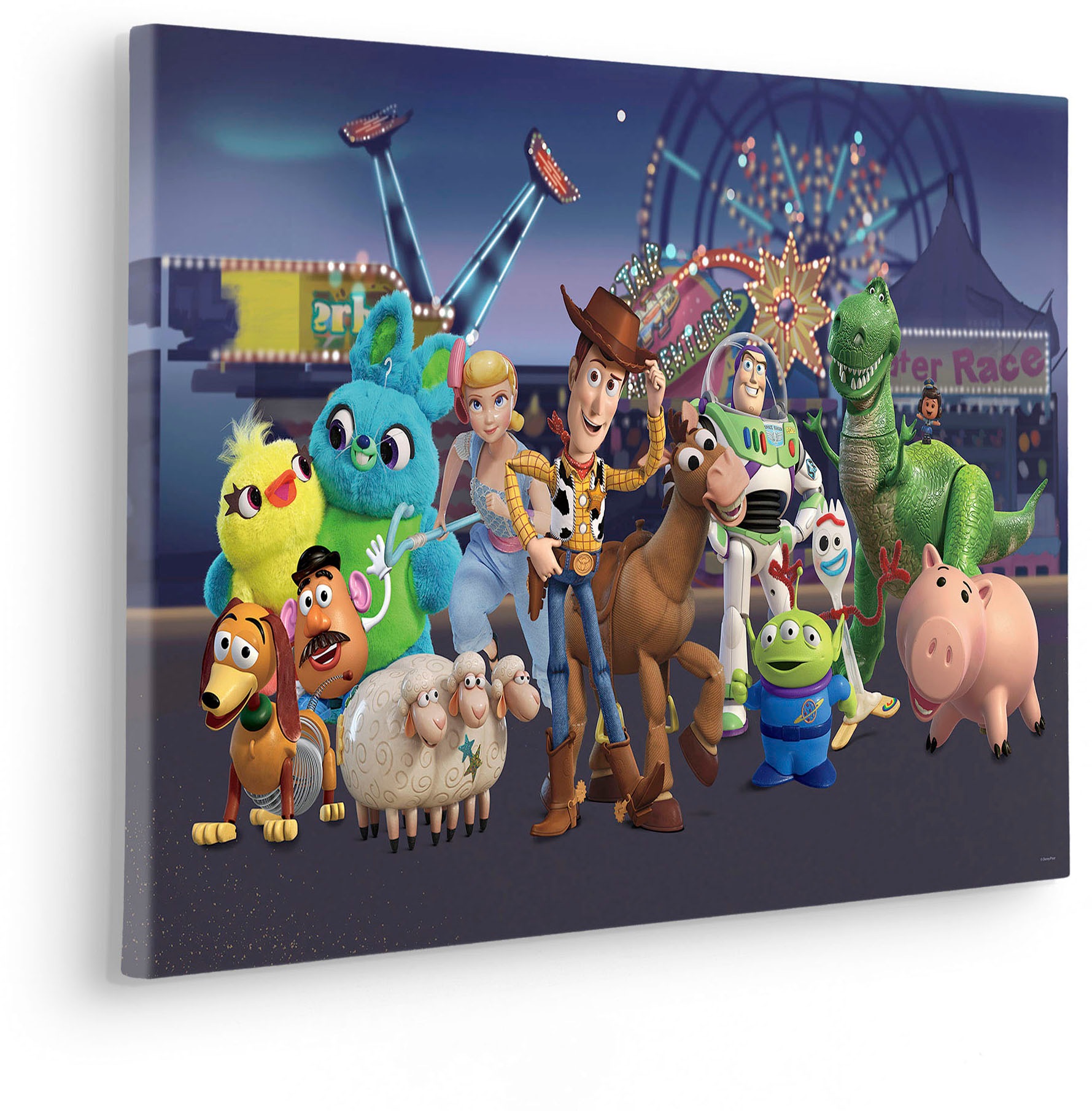Leinwandbild KOMAR "Toy Story The Greatest Team - Größe 60 x 40 cm", bunt (farbe rahmen: braun, farbe bild(er): bunt), B:60cm H:40cm T:2cm, Holz, Papier, Bilder, Leinwandbild, Keilrahmenbild mit Echtholzrahmen, Kinderzimmer 2