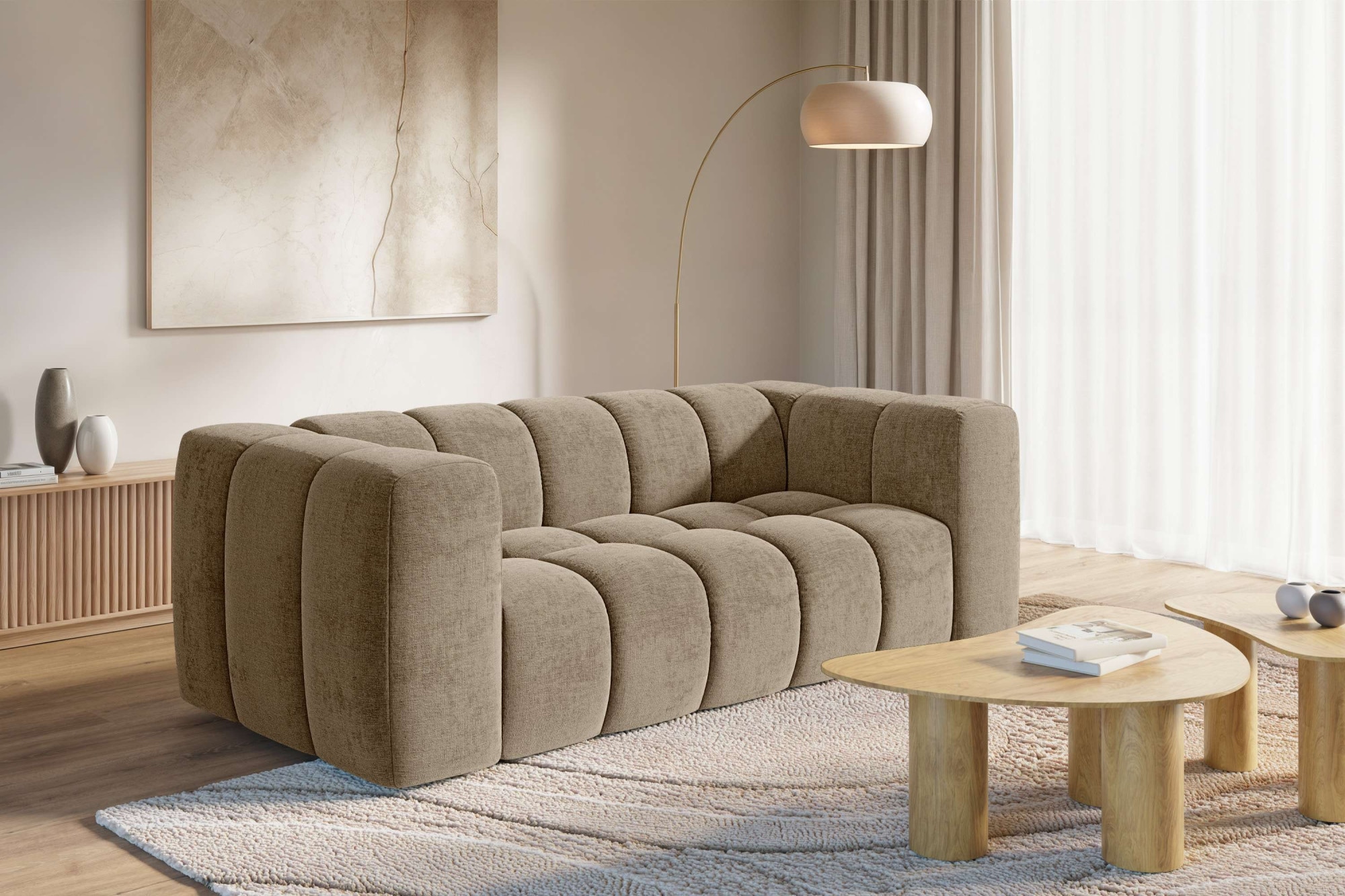 homsy by Ana Johnson 3-Sitzer ""L" BOUBELLE Design-Sofa, Bubble-Optik, Breite 217 cm" hoher Sitzkomfort dank Wellenunterfederung, L Sitztiefe 63 cm