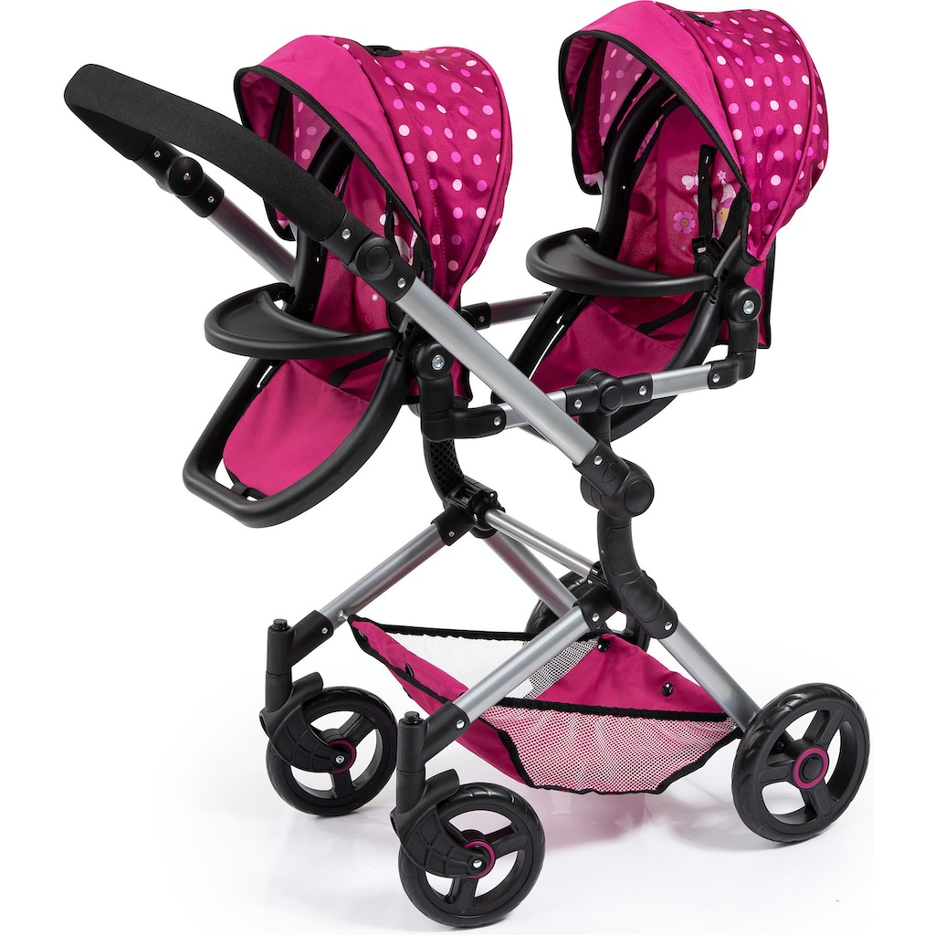 Bayer Puppen-Zwillingsbuggy »Twin Neo, bordeaux«, mit Wickeltasche