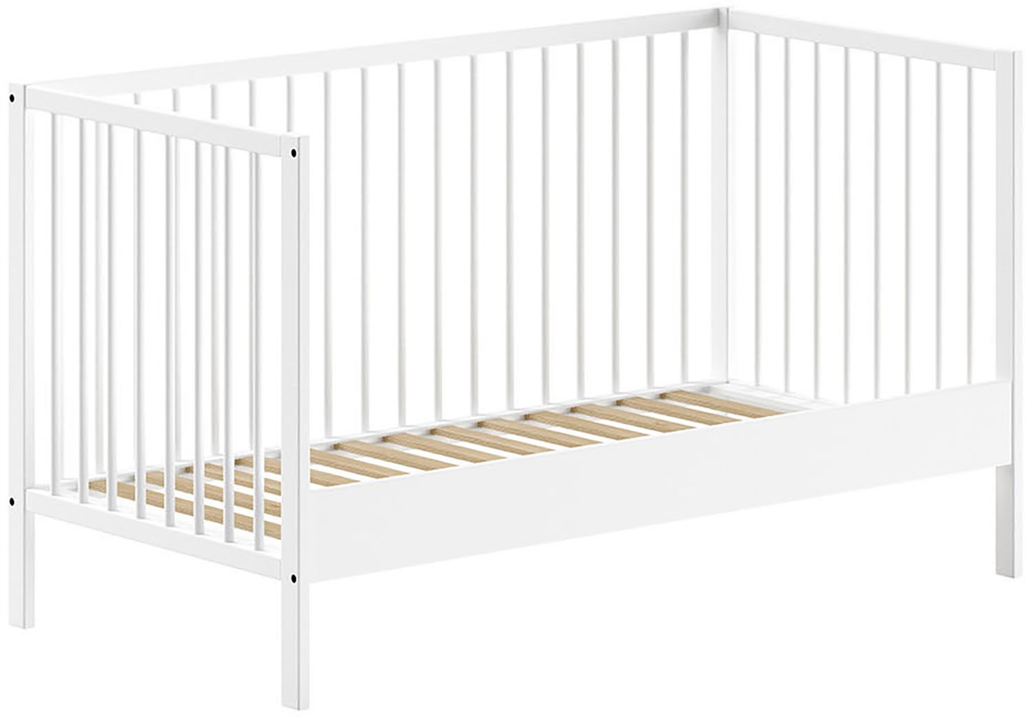Babybett VIPACK "Dino 70/140 mit 3-fach verstellb. Lattenrost, inkl. 3 Schlupfsprossen", weiß, B:144,4cm H:84,4cm T:75,5cm, Massivholz, Babybetten, Babybett, aus massiver Buche, umbaubar zum Juniorbett, wahlweise in 3 Farben 3