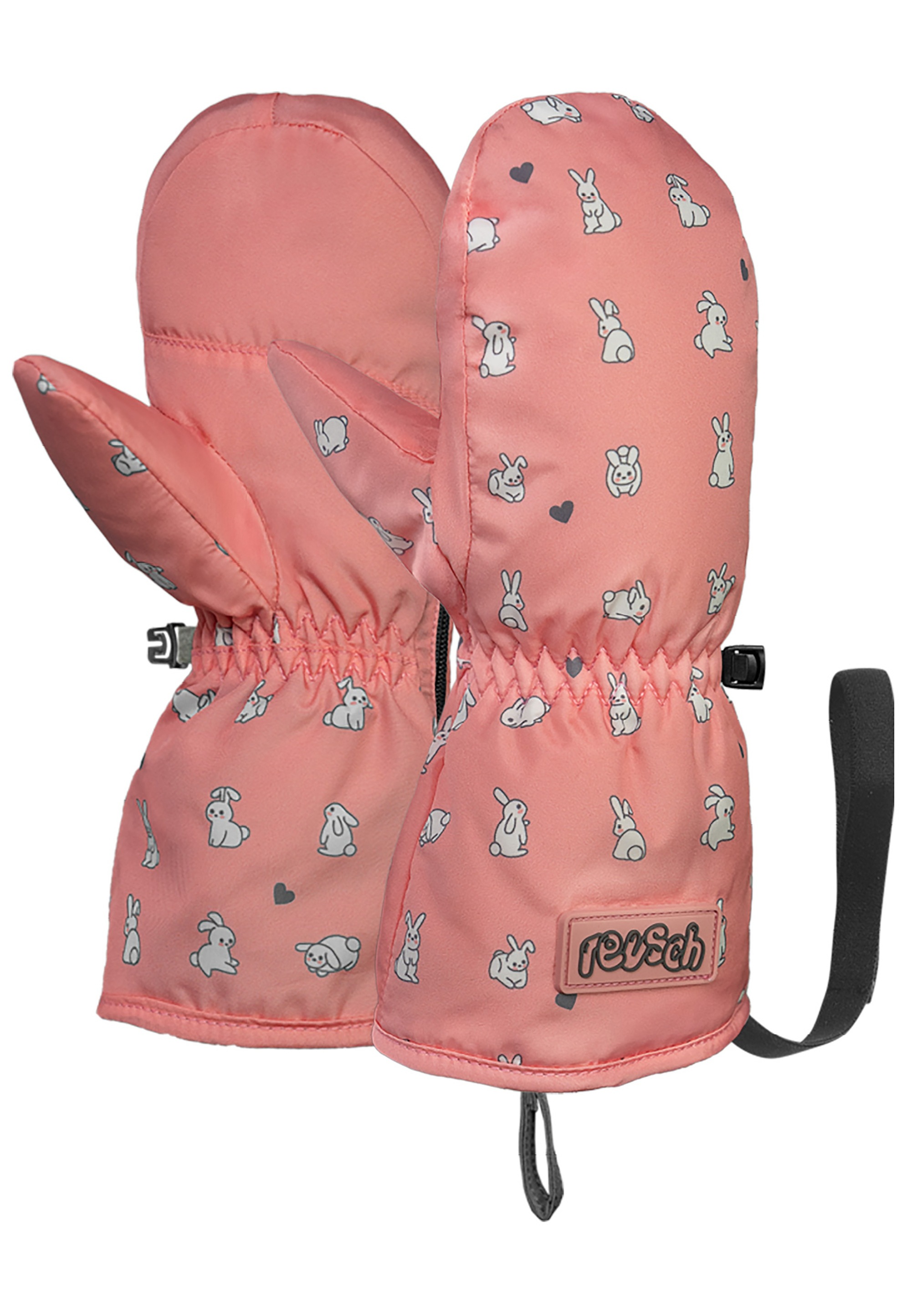 REUSCH Kinder Fäustlinge "Sleepover Mitten"rosa, grau, Gr. 5, bedruckt, 100% Polyester, Handschuhe, mit winddichter, atmungsaktiver Funktion