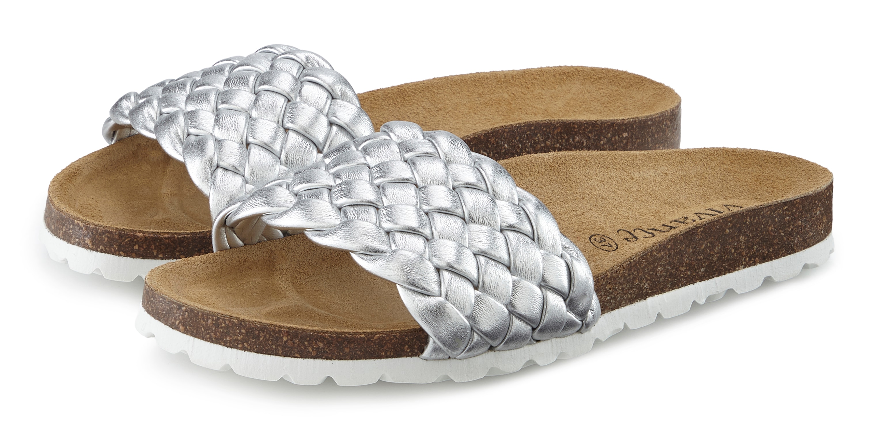 Vivance Pantolette "Mule, Sandale, offener Schuh, Sommerschuh," NEU mit komfortablem Korkfußbett & weicher Innensohle aus Leder