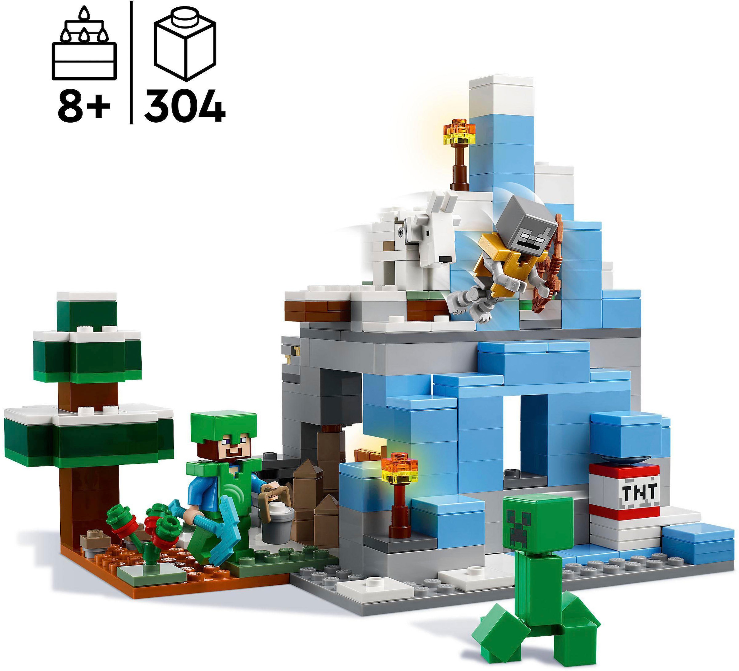 LEGO® Konstruktionsspielsteine »Die Vereisten Gipfel (21243), LEGO® Minecraft«, (304 St.), Made in Europe