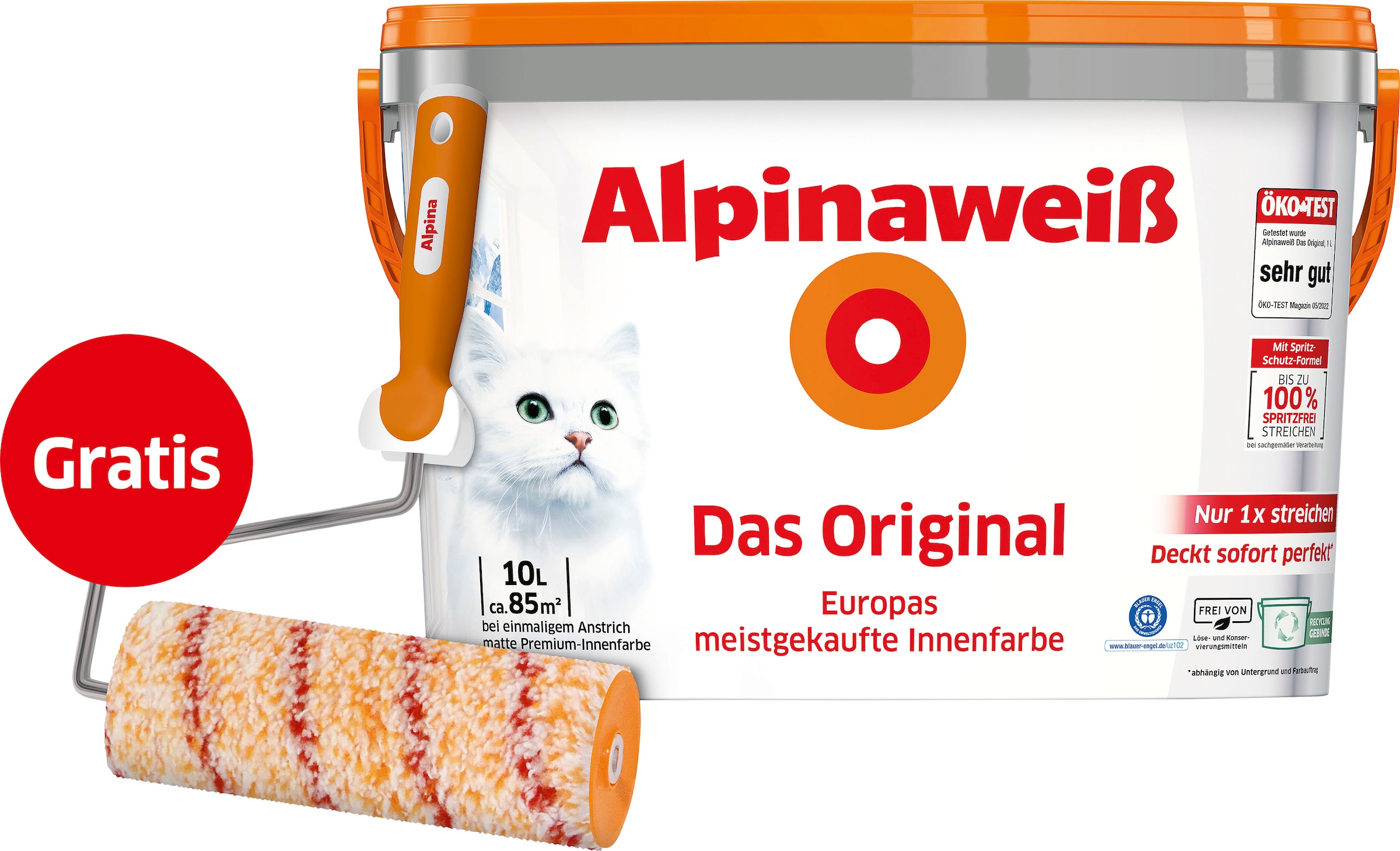 Alpina Wandfarbe »Alpinaweiß Das Liter für Alpina Original«, 18 Roller cm inkl. 10 günstig matt, BAUR | Innenwände