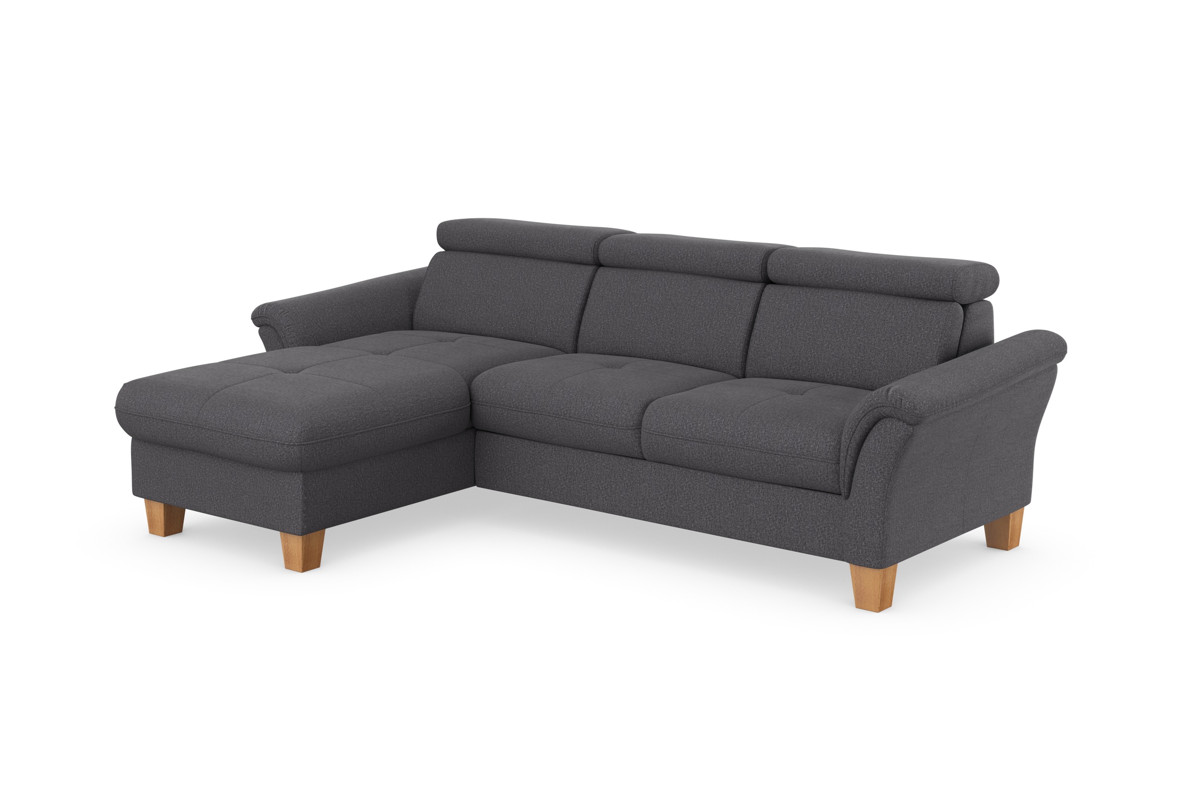 Ecksofa HOME AFFAIRE "Lindgren L-Form", braun (espresso), B:258cm H:84cm T:169cm, 100% Polyester, Sofas, Ecksofa, wahlweise mit Bett mit klappbaren Rollen, Kasten und Kopfverstellung 6