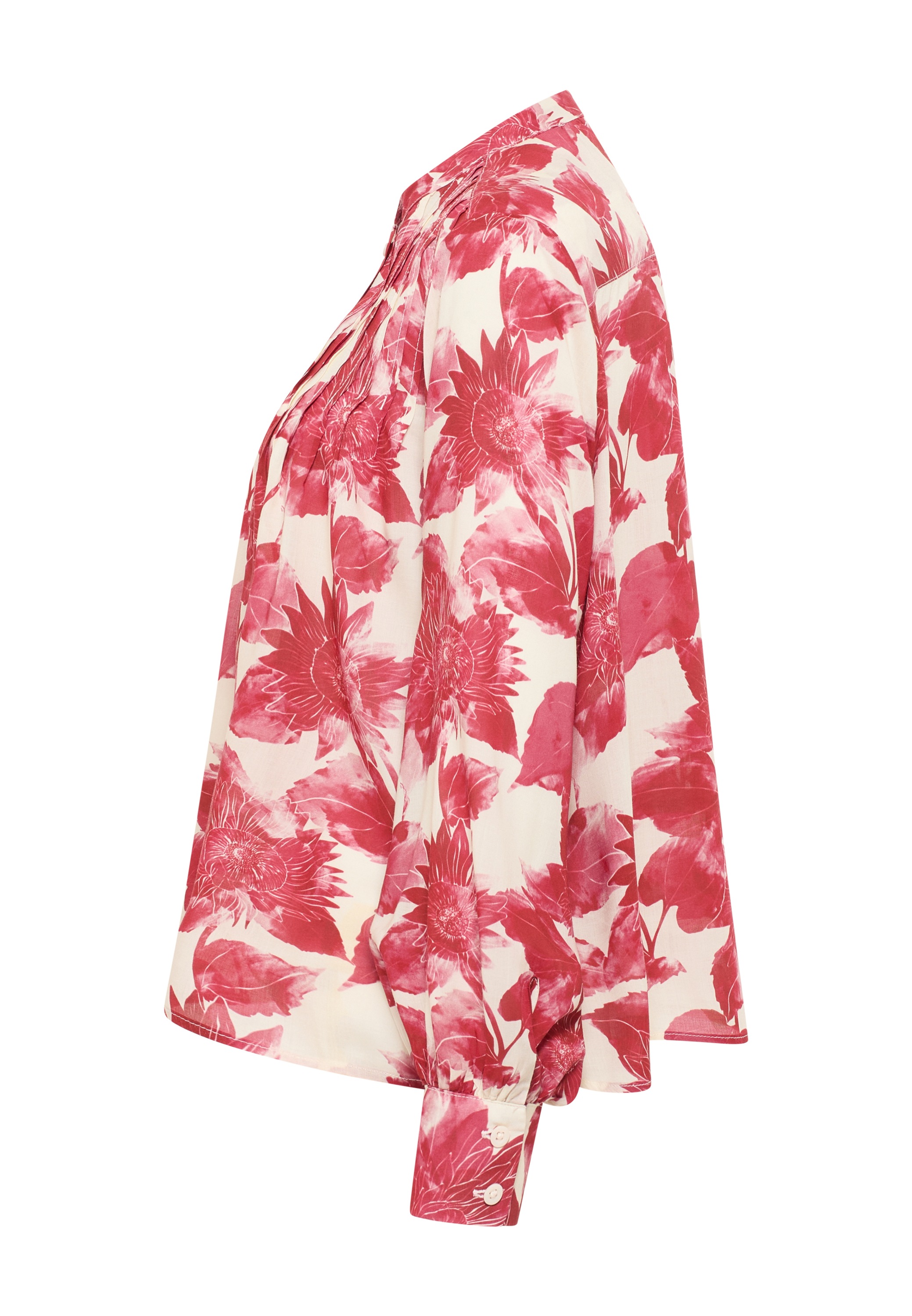 Langarmbluse MUSTANG "Damen Style Feminine blouse", Damen, Gr. 40, rot 12868, Chiffon, 100% Modal, geblümt, regular fit, Blusen 3