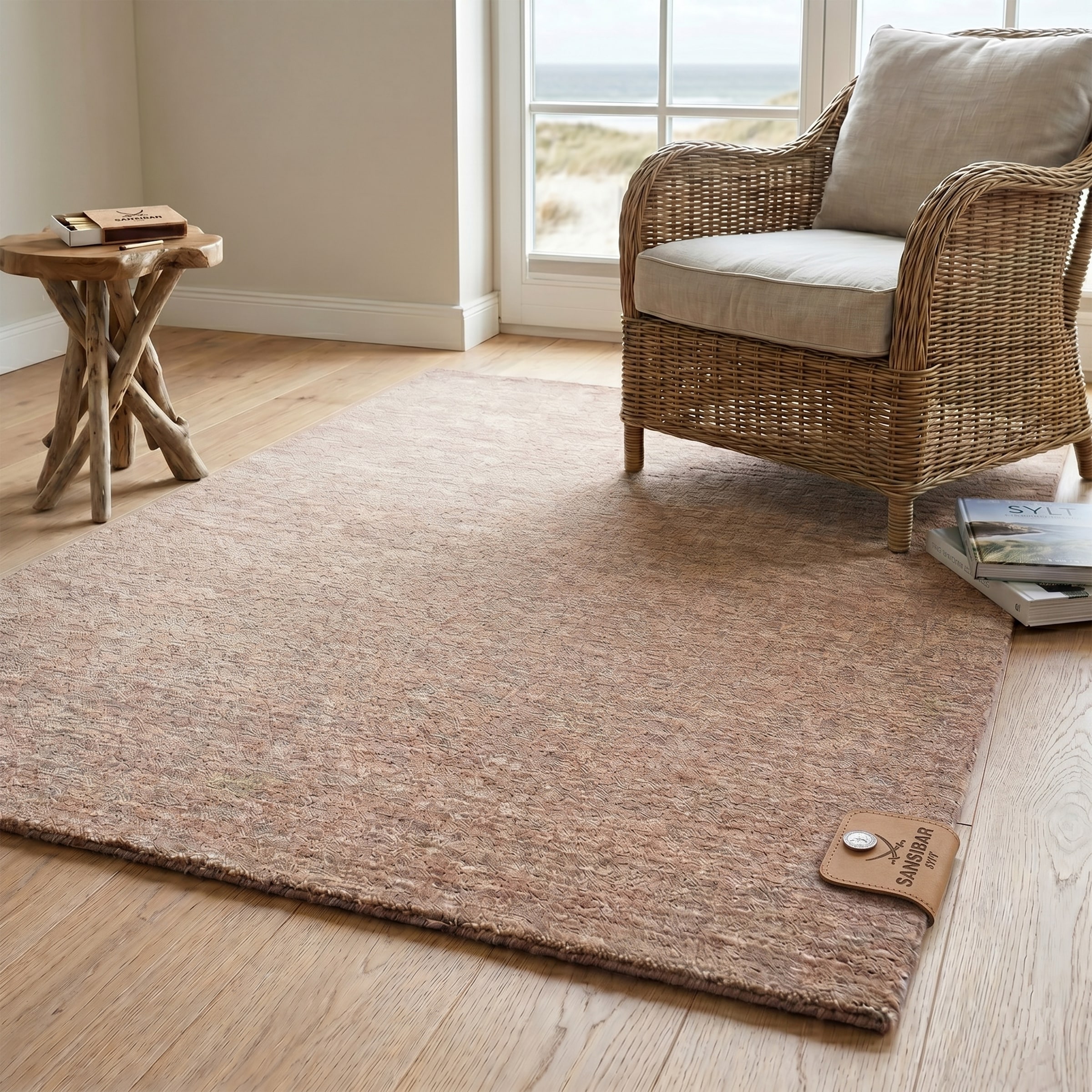 SANSIBAR List Wool Rug Beige 140x200cm 4