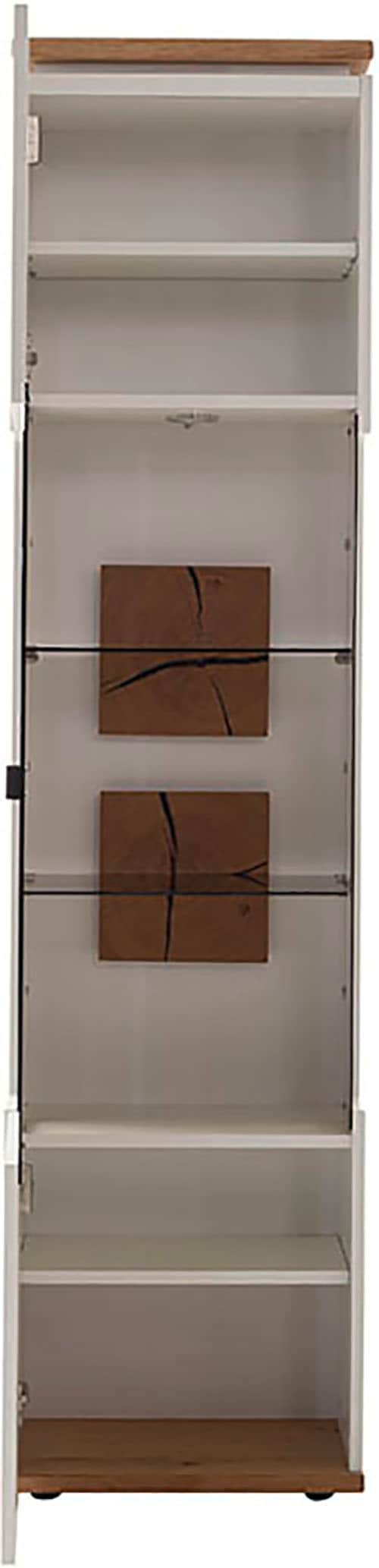 MCA furniture Vitrine »Matadi Vitrine« 1 Stk. tlg. Vitrine,Glasschrank,Weiß,Holzabsetzung,1 Tür,gedämpft, B: 50cm