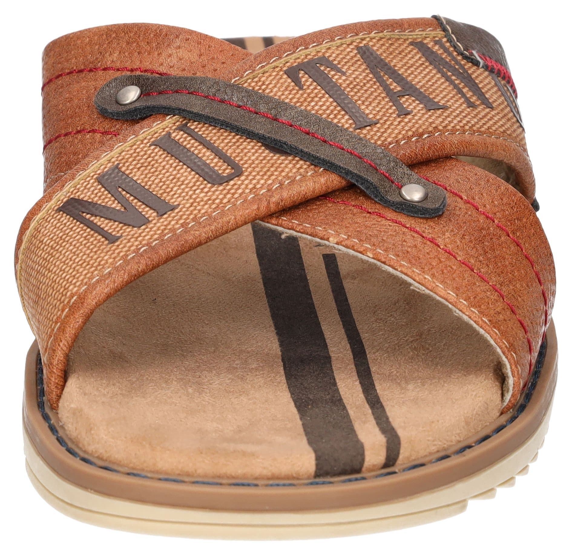 Mustang Shoes Pantolette, Sommerschuh, Schlappen, Poolslides, mit auffälligem Logoschriftzug