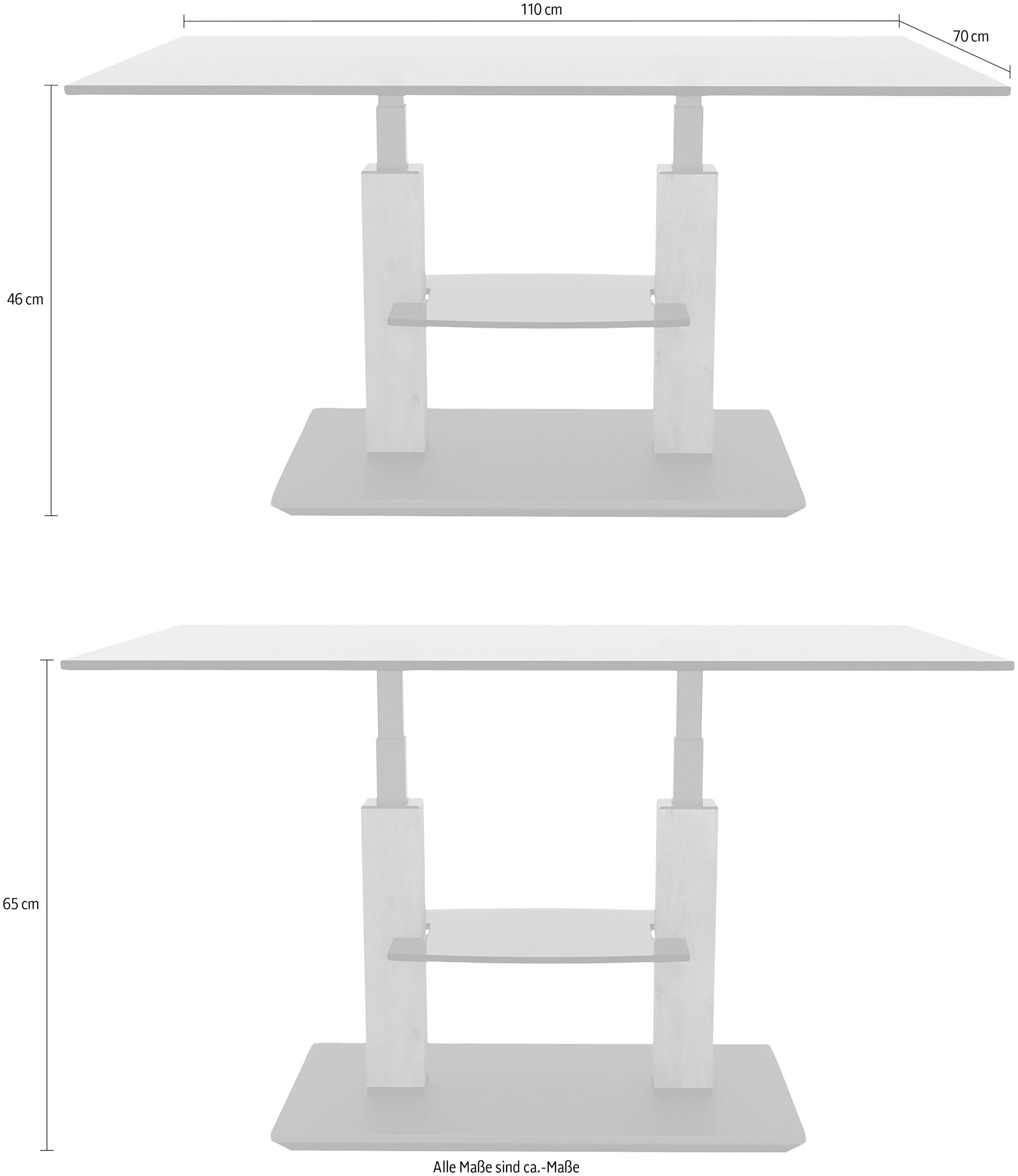 Eve Collection Couchtisch, stufenlos höhenverstellbar, rollbar