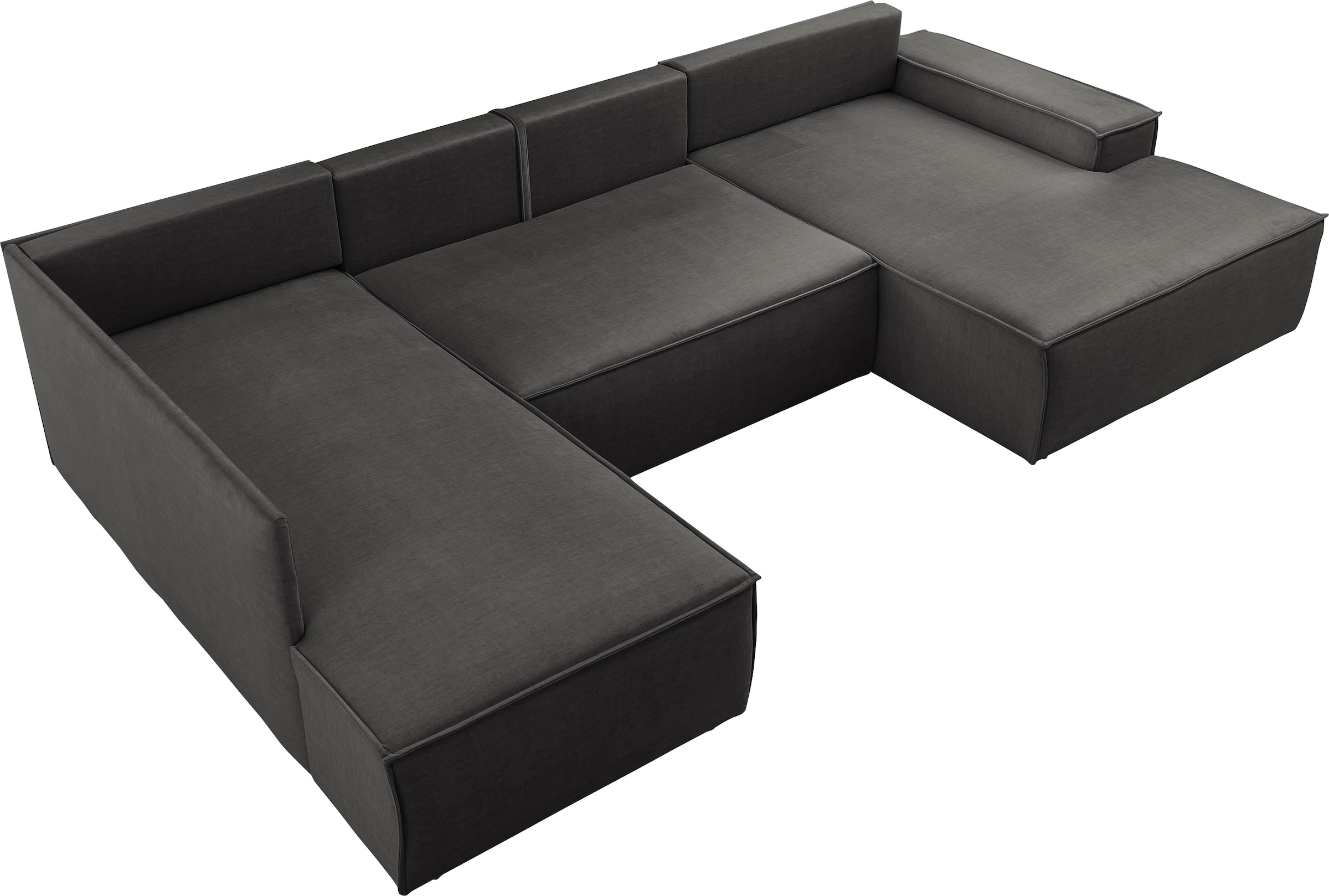 Home affaire Wohnlandschaft »SHERWOOD 329 cm, U-Form, Schlafsofa,«, Schlaffunktion m. Bettkasten (194x139 cm), Cord, Vintage, Samtvelours