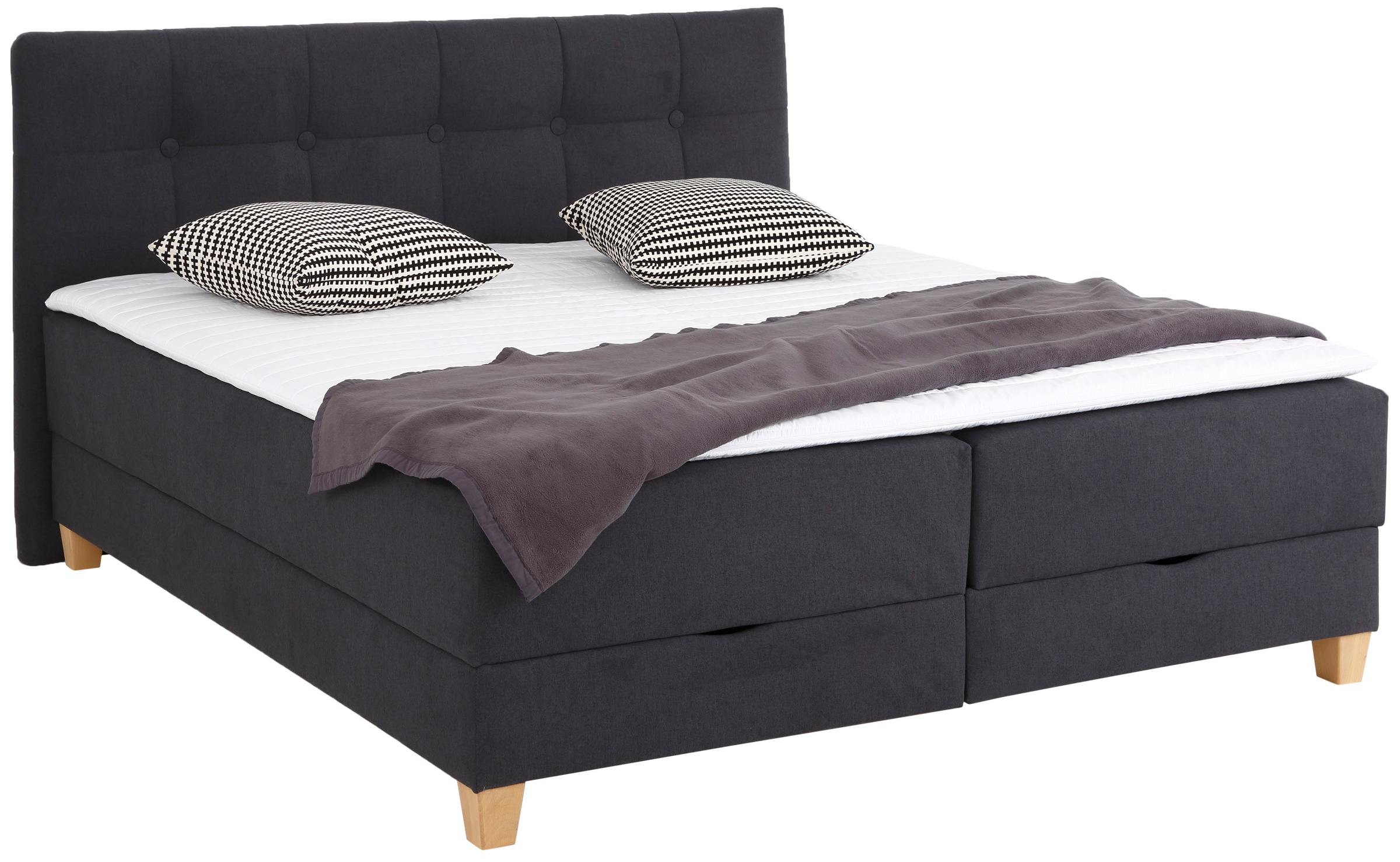 Home affaire Boxspringbett Haley, in 2 Matratzenarten und 4 Farben, incl. Topper und Bettkasten