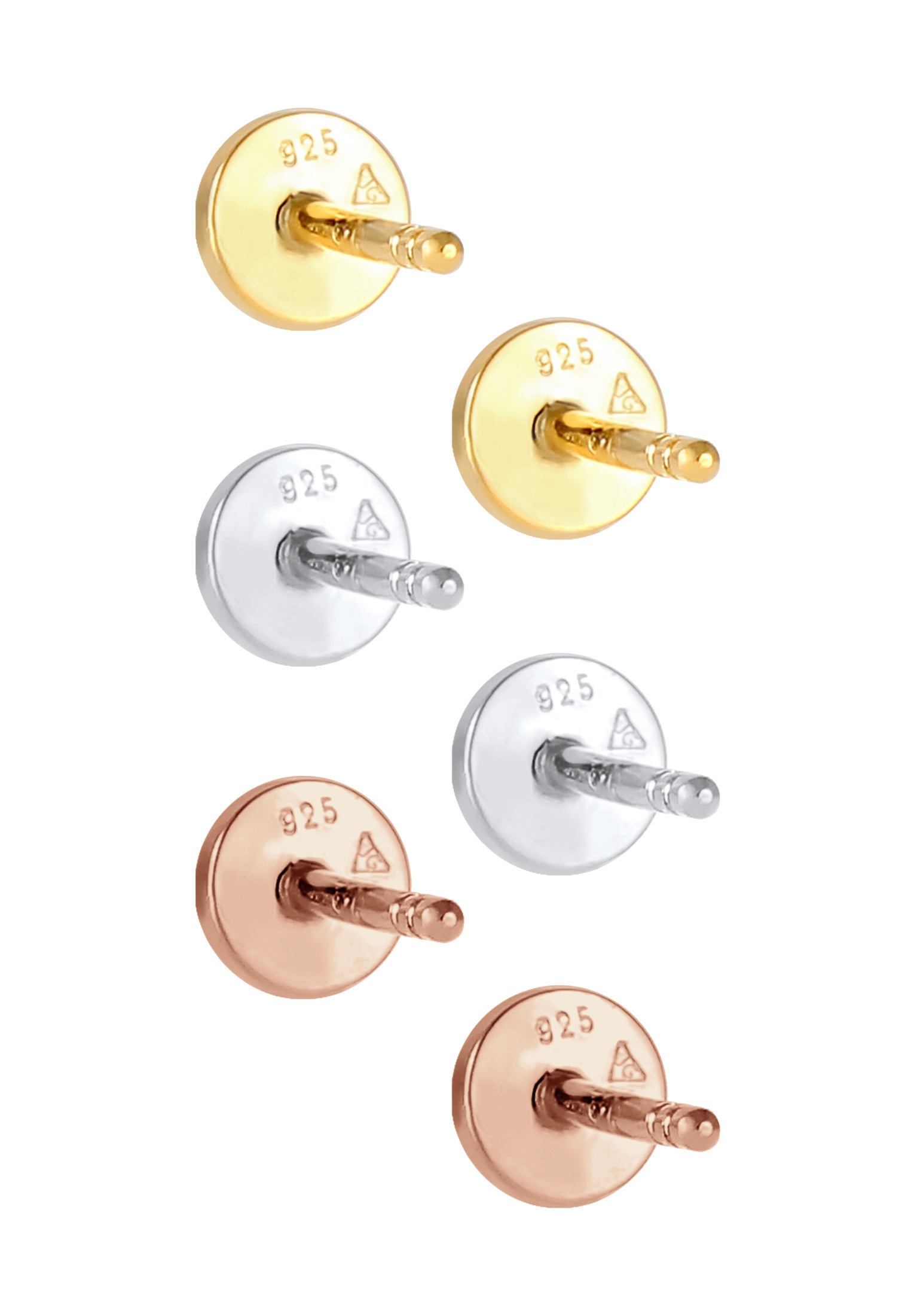 ELLI Round Tricolor 6-piece Earring Set 925 Silver 3