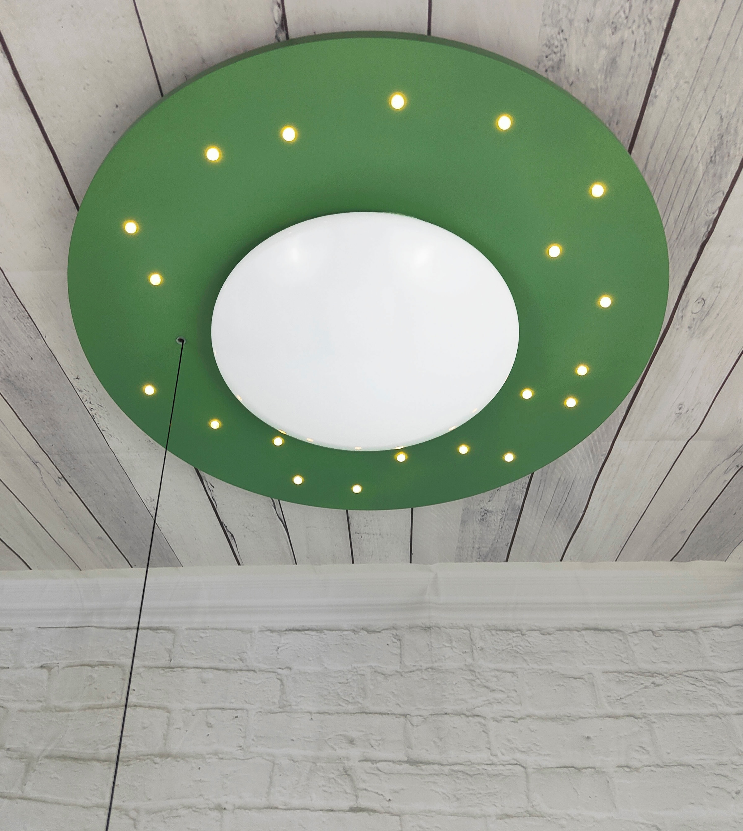 NIERMANN Deckenleuchte "Saturn, Kinderlampe, Kinderzimmer", 1, Ø 54cm H: 11cm, 1 Stk., grün, Wohnzimmer, Leuchten, E27 Fassung für einfachen