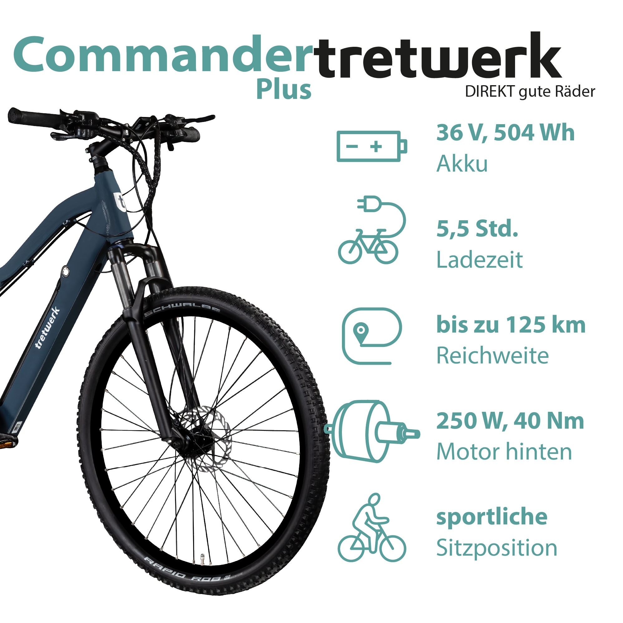 Tretwerk E-Bike »Commander Plus«, 24 Gang, Shimano, Altus M310, Heckmotor 250 W